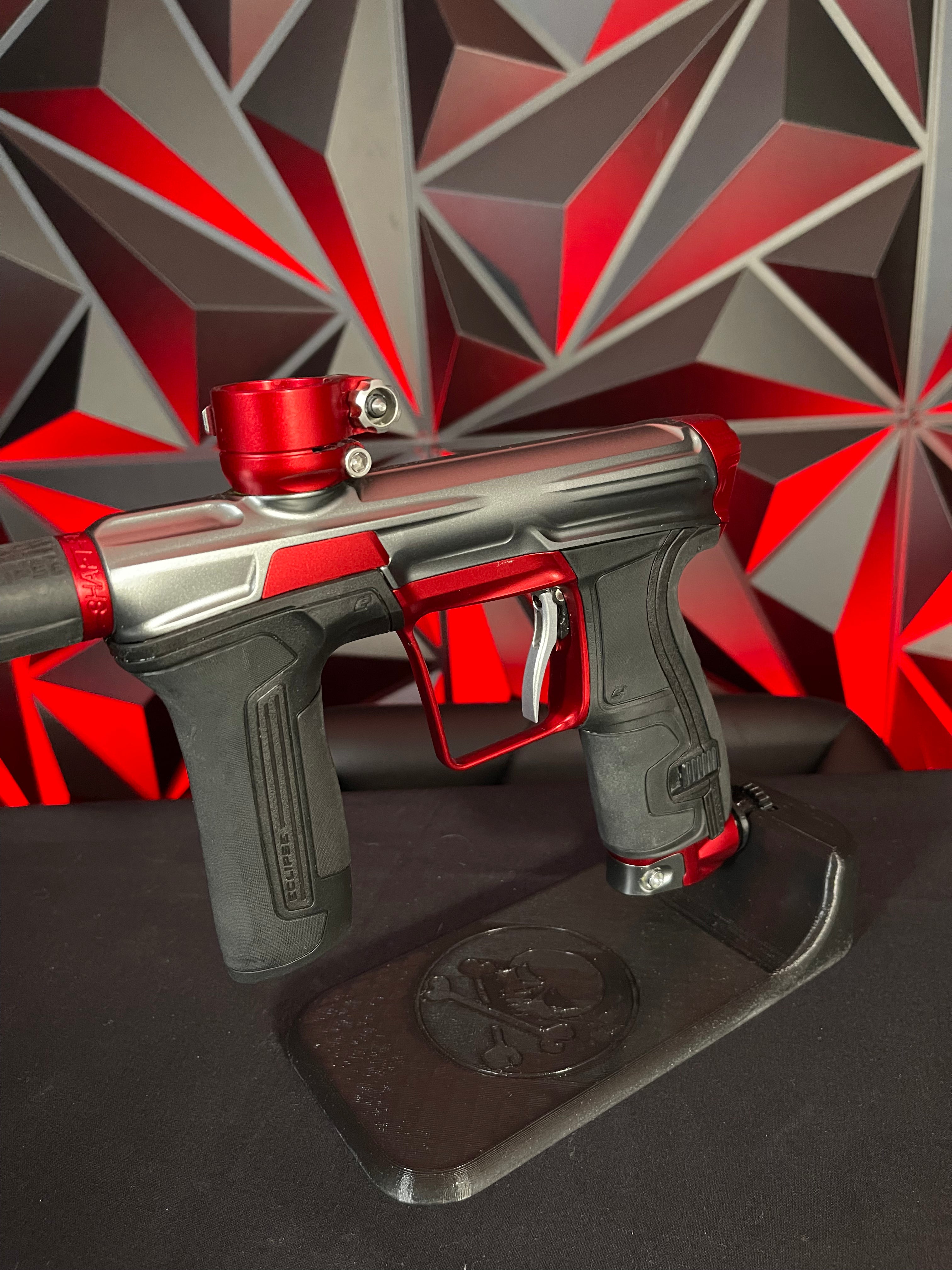 Used Planet Eclipse CS2 Paintball Marker- Grey / Red w/ 2 FL Backs
