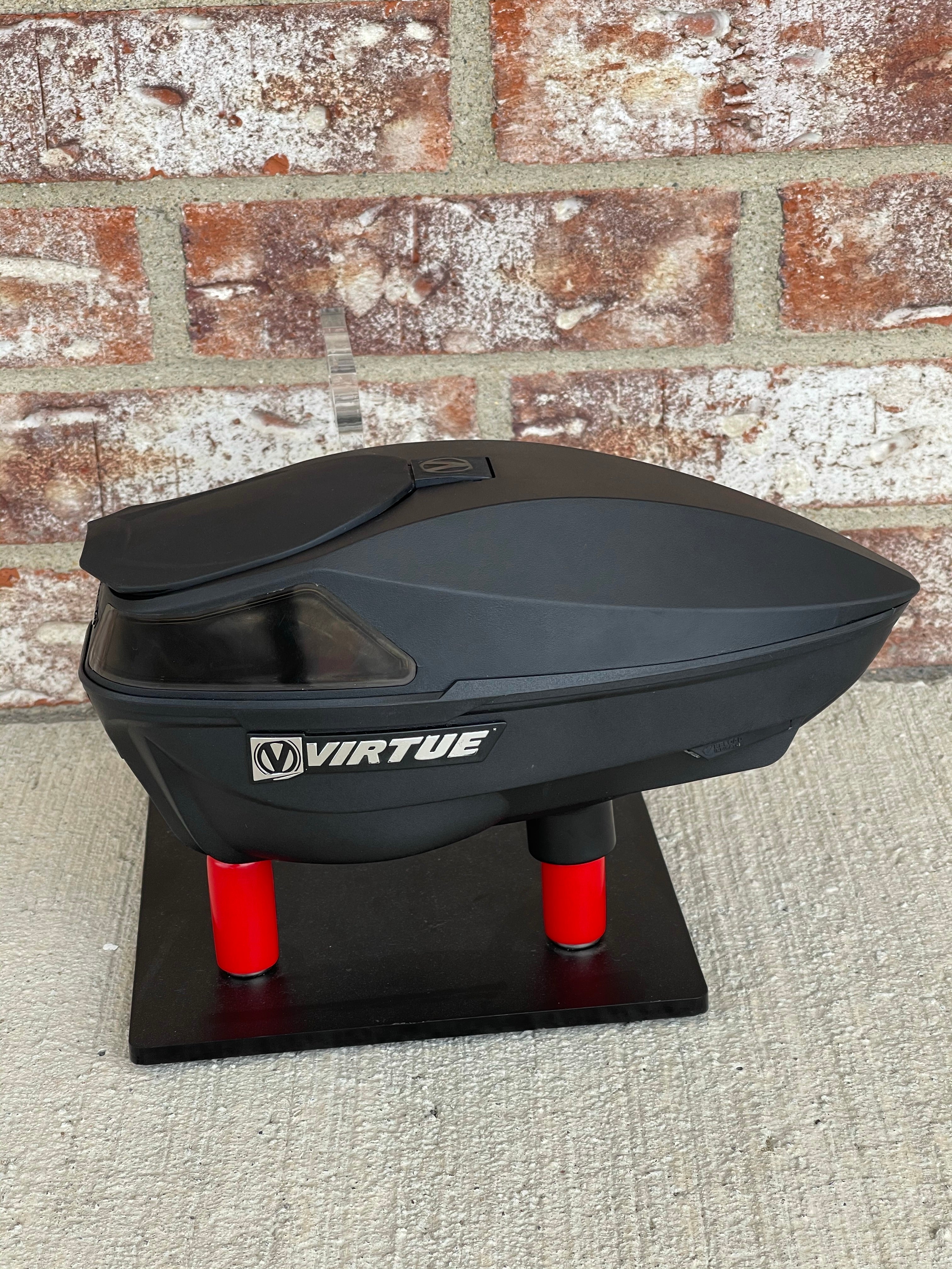Used Virtue Spire 4 Paintball Loader - Black w/ NTR Speedfeed and Rain Lid
