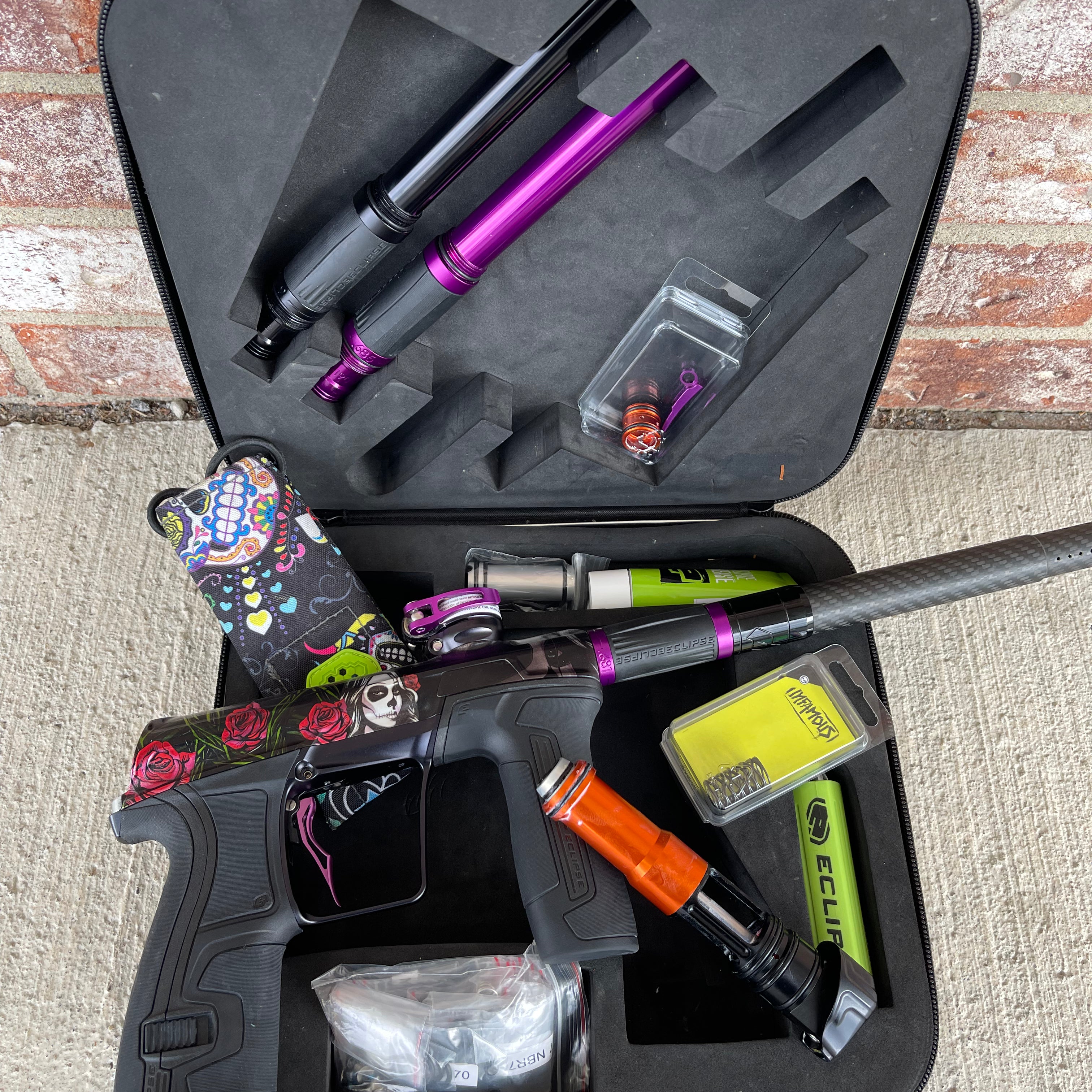 Used Planet Eclipse CS2 Paintball Gun - Dia De Los Muetros w/Infamous Deuce Trigger and Infamous Wave Spring