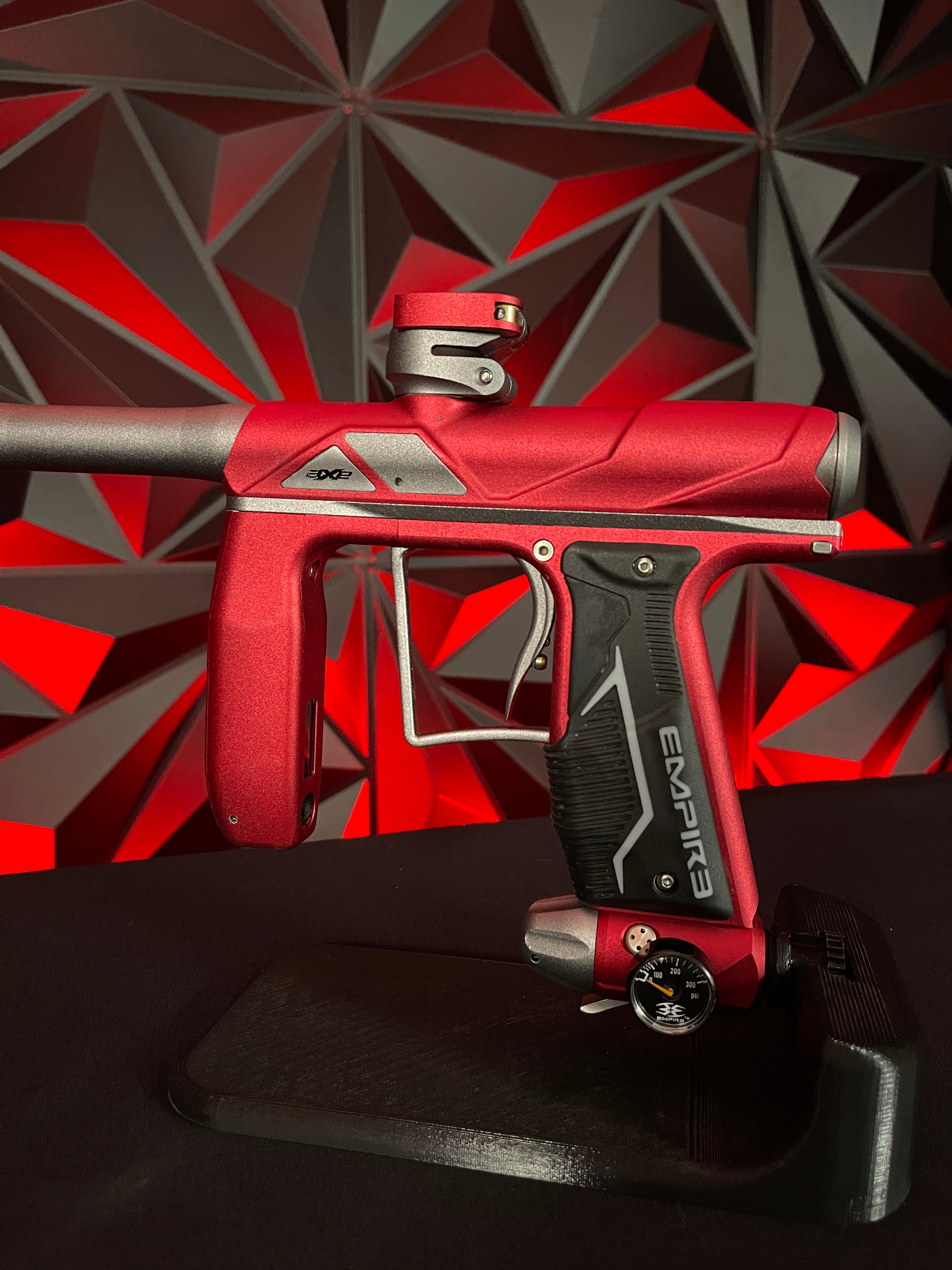 Used Empire Axe Pro Paintball Gun - Red/Pewter w/ Redline Board