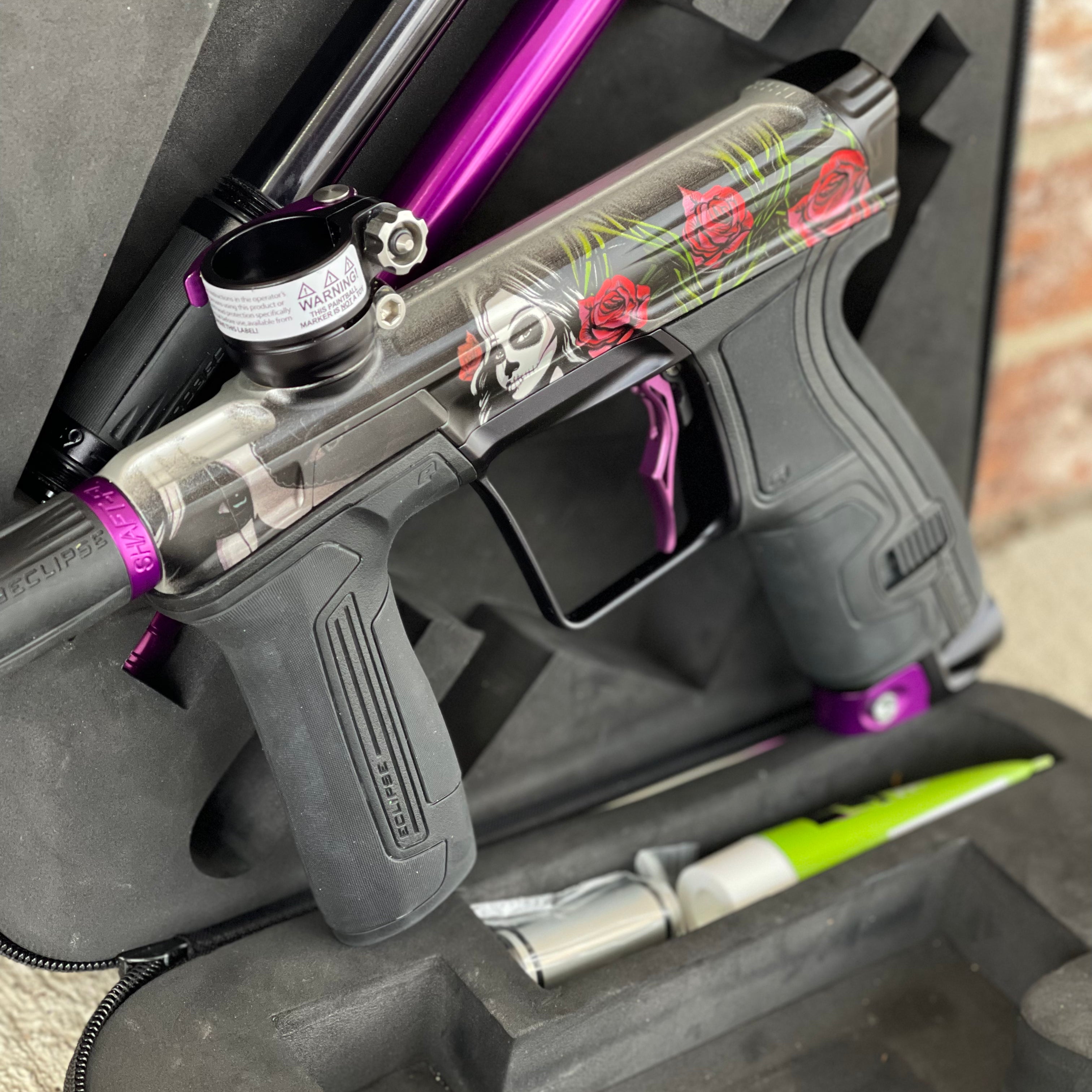 Used Planet Eclipse CS2 Paintball Gun - Dia De Los Muetros w/Infamous Deuce Trigger and Infamous Wave Spring