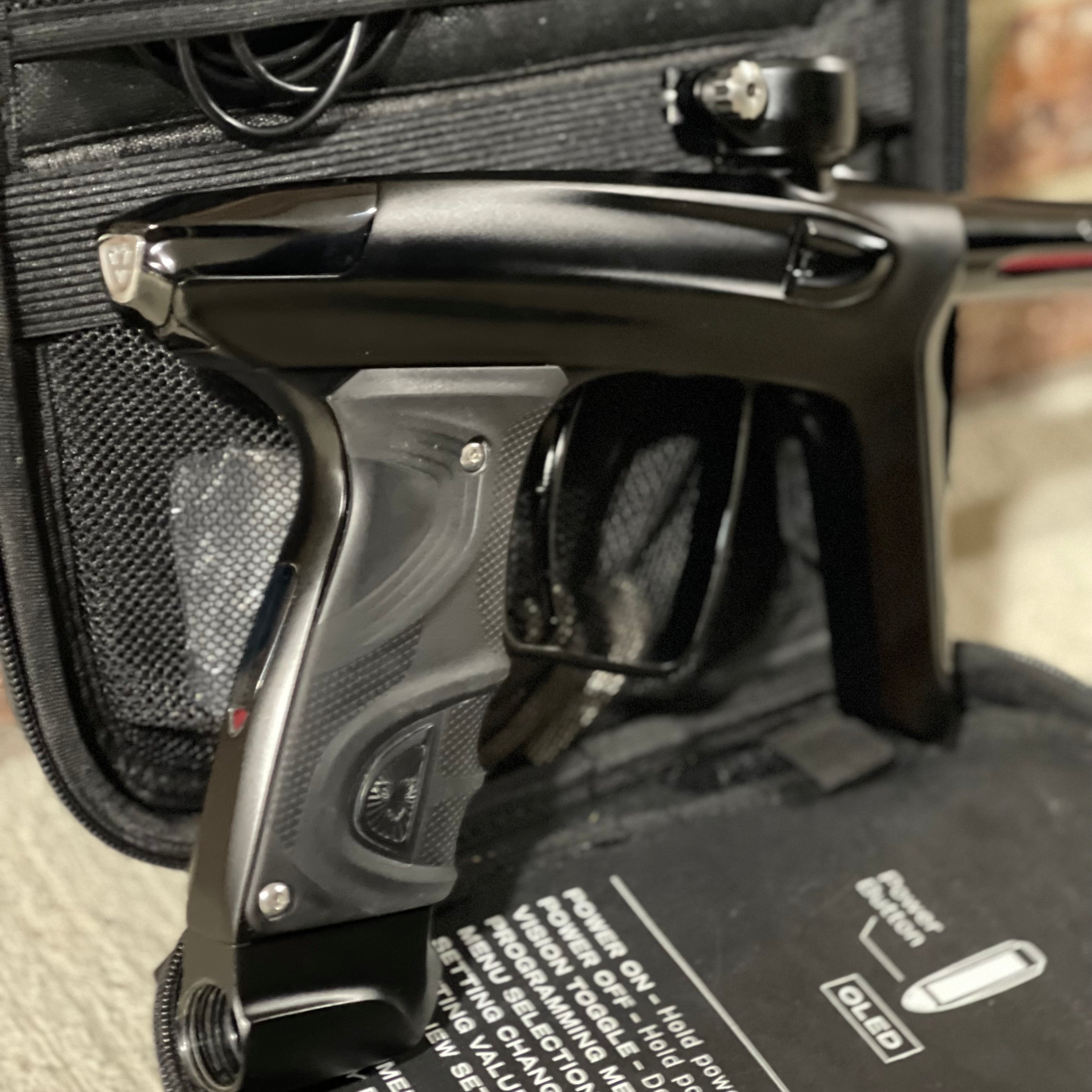 Used DLX Luxe TM40 Paintball Gun - Dust Black / Gloss Black w/ Tan Grips