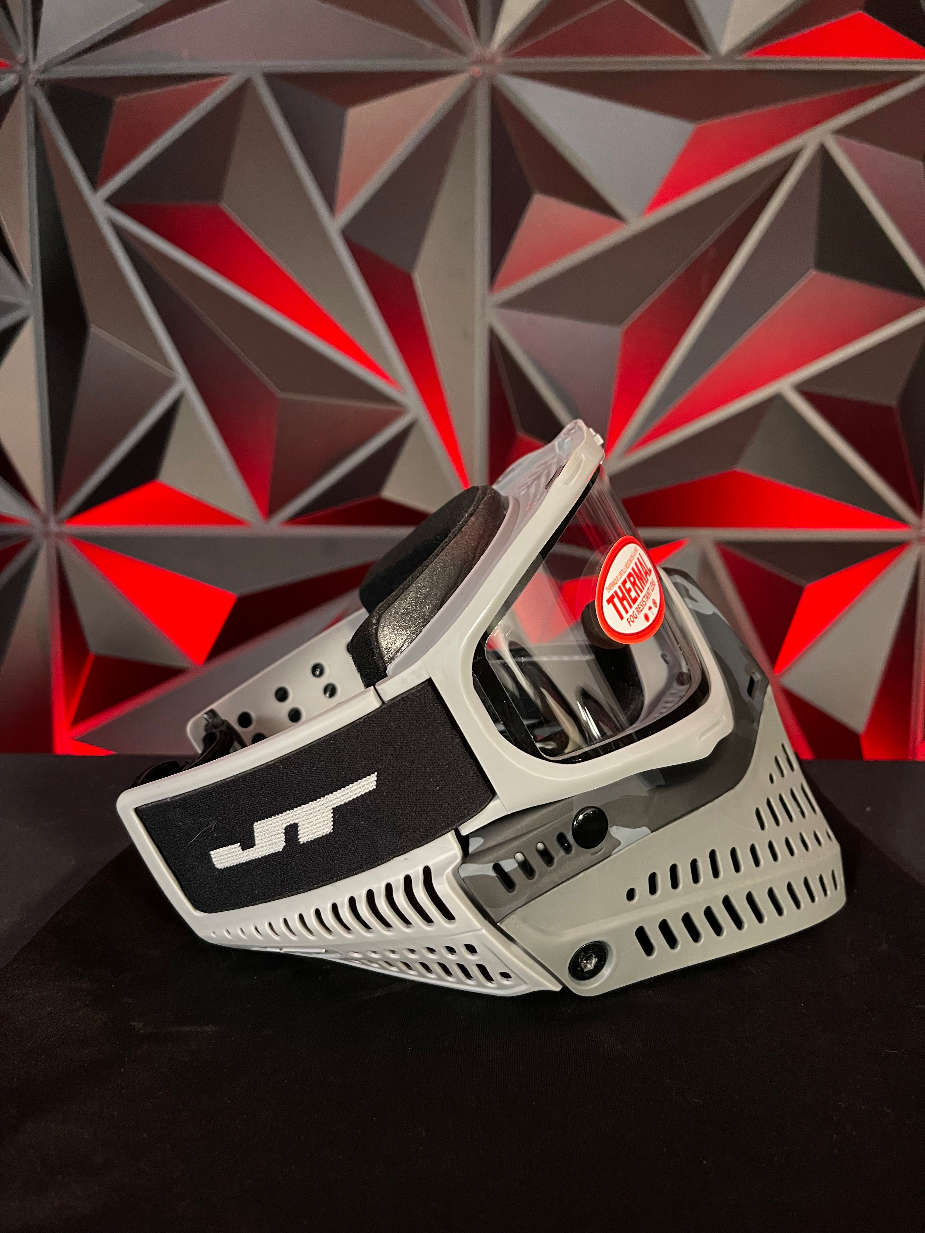 Used JT Proflex Paintball Mask - Grey/Black Camo Skirt/Grey Frame w/Soft Goggle Bag