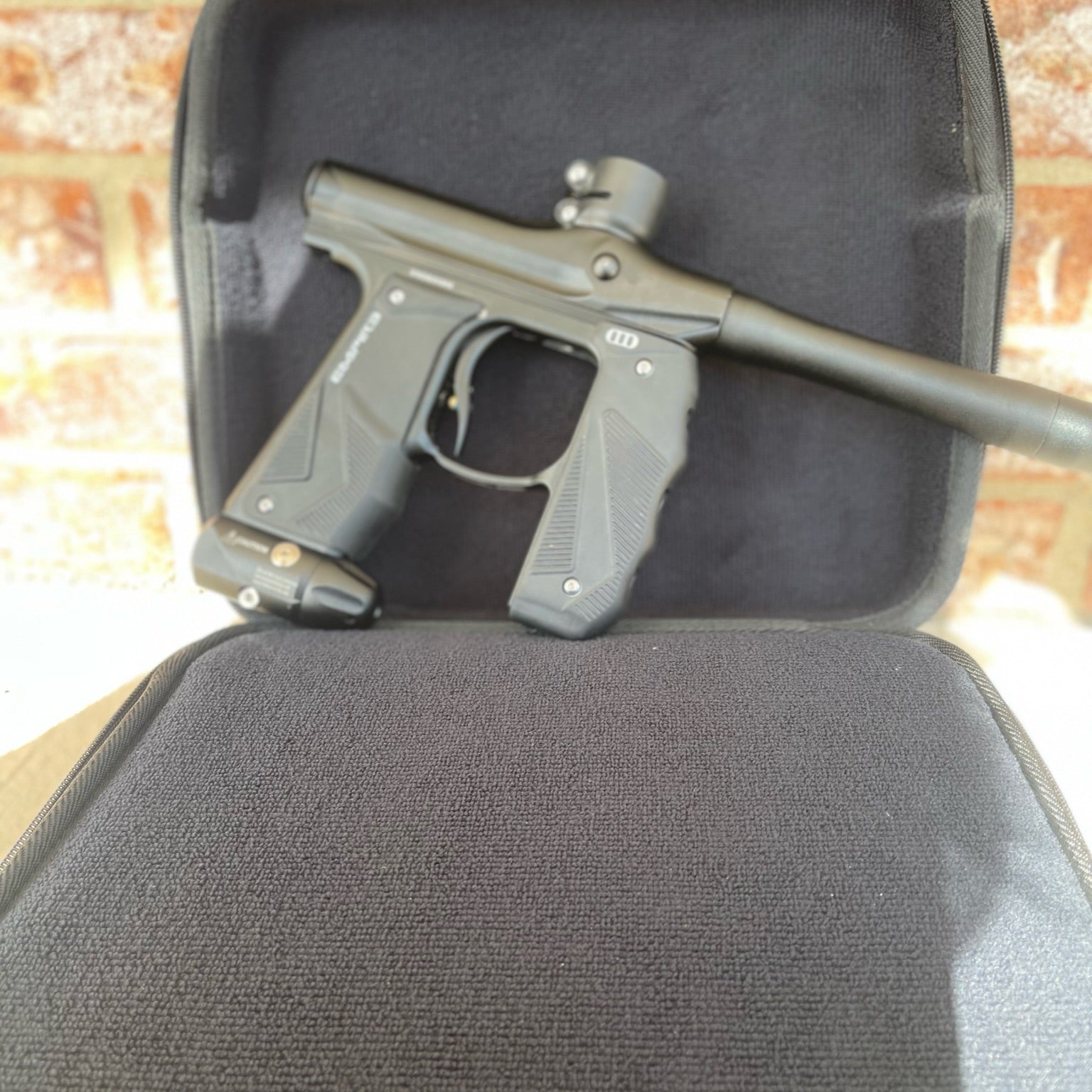 Used Empire Mini GS Paintball Gun - Black w/ 2 Piece Barrel & HK Army Exo 2.0 Marker Case