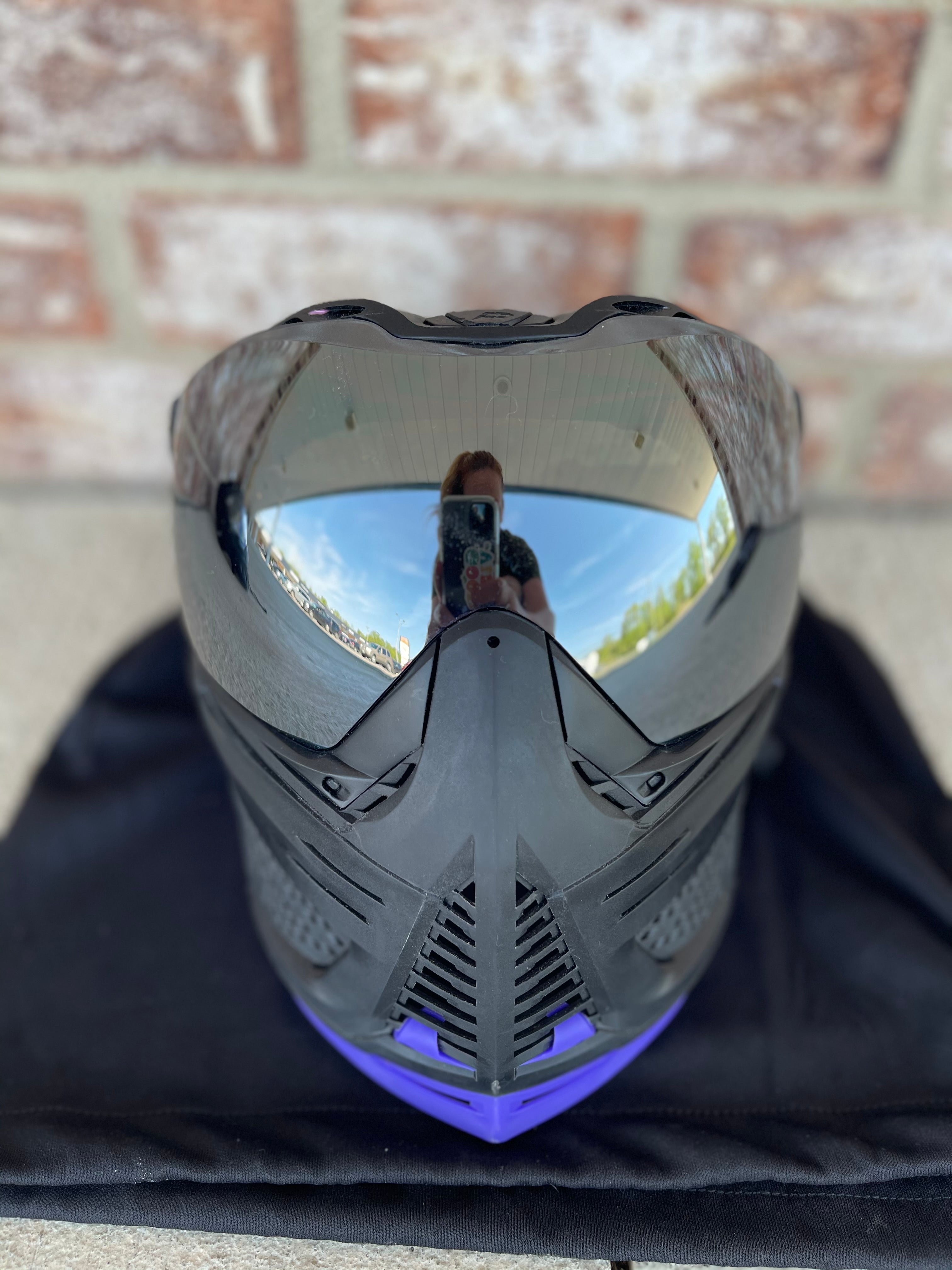 Used Push Unite Paintball Mask - Black with Purple Chin Extender