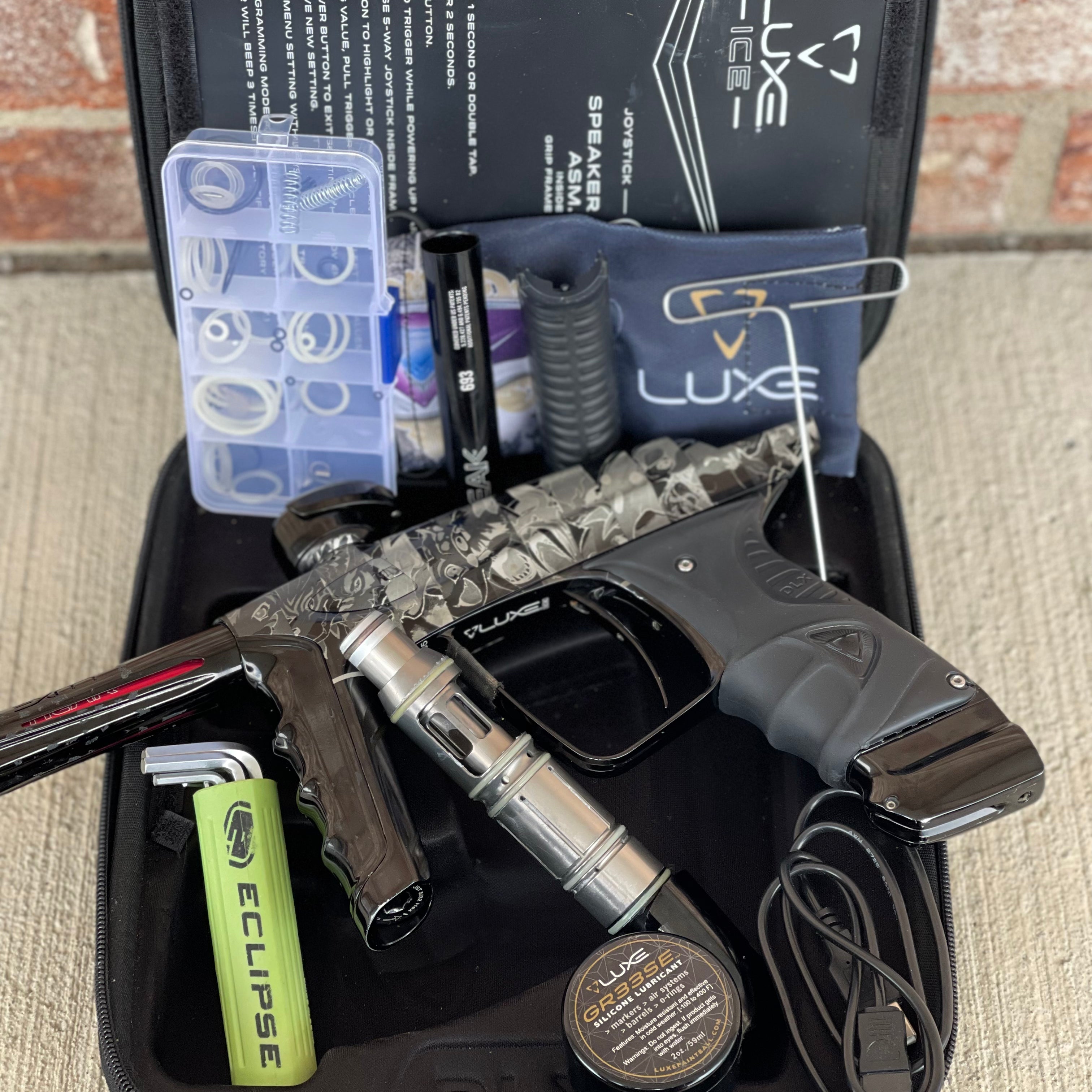 Used DLX Luxe Ice Paintball Gun - Black w/ Laser Engraving
