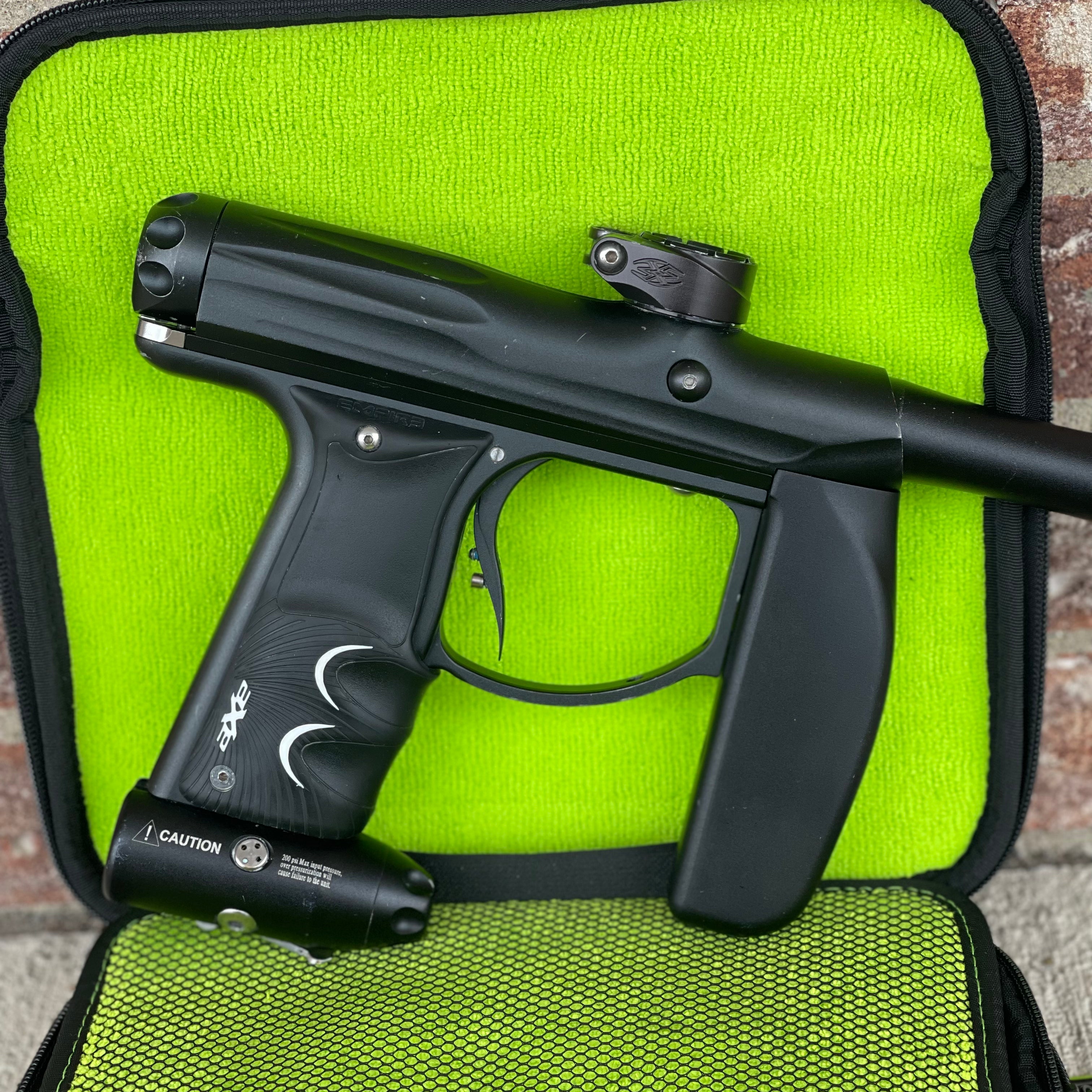 Used Empire Axe Paintball Gun - Black w/ Low rise Feedneck & Exalt Case