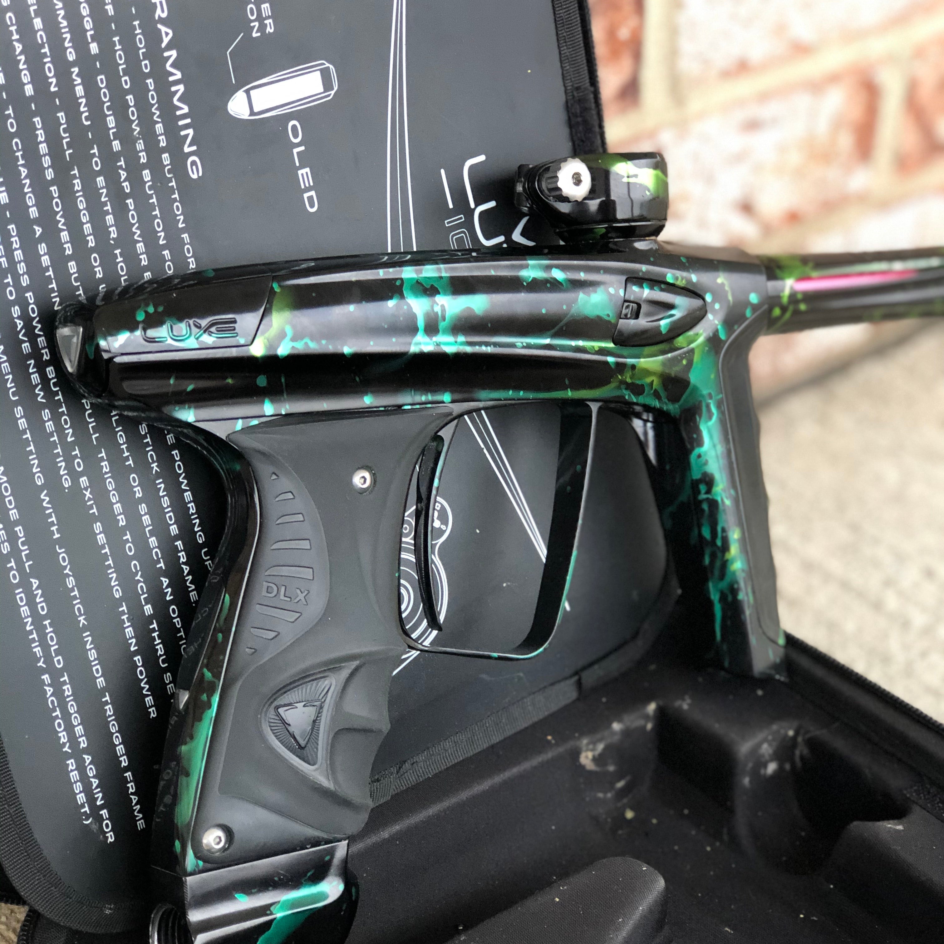 Used DLX Luxe Ice Paintball Gun - Green Splash