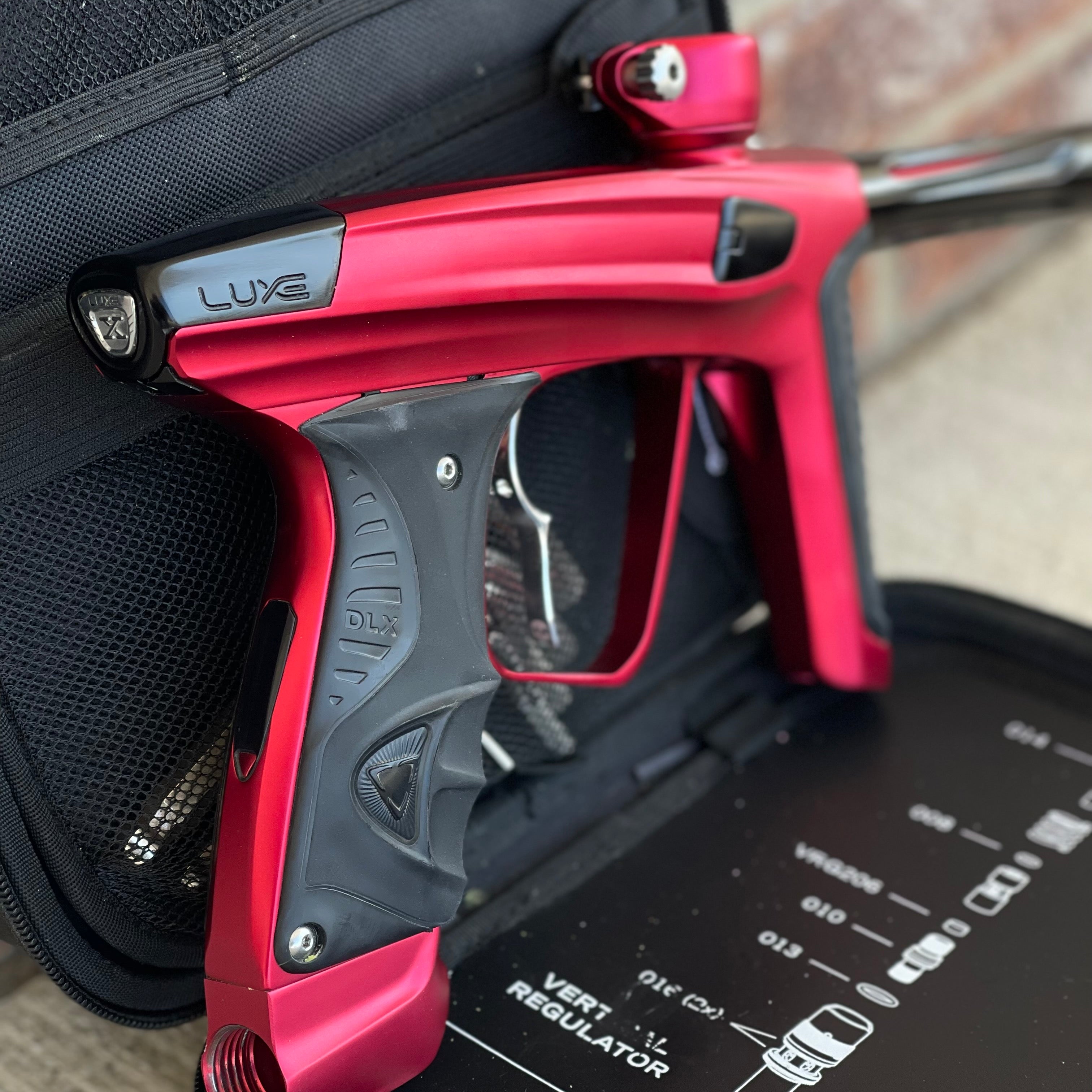 Used DLX Luxe X Paintball Gun - Dust Red w/ Infamous Deuce Trigger