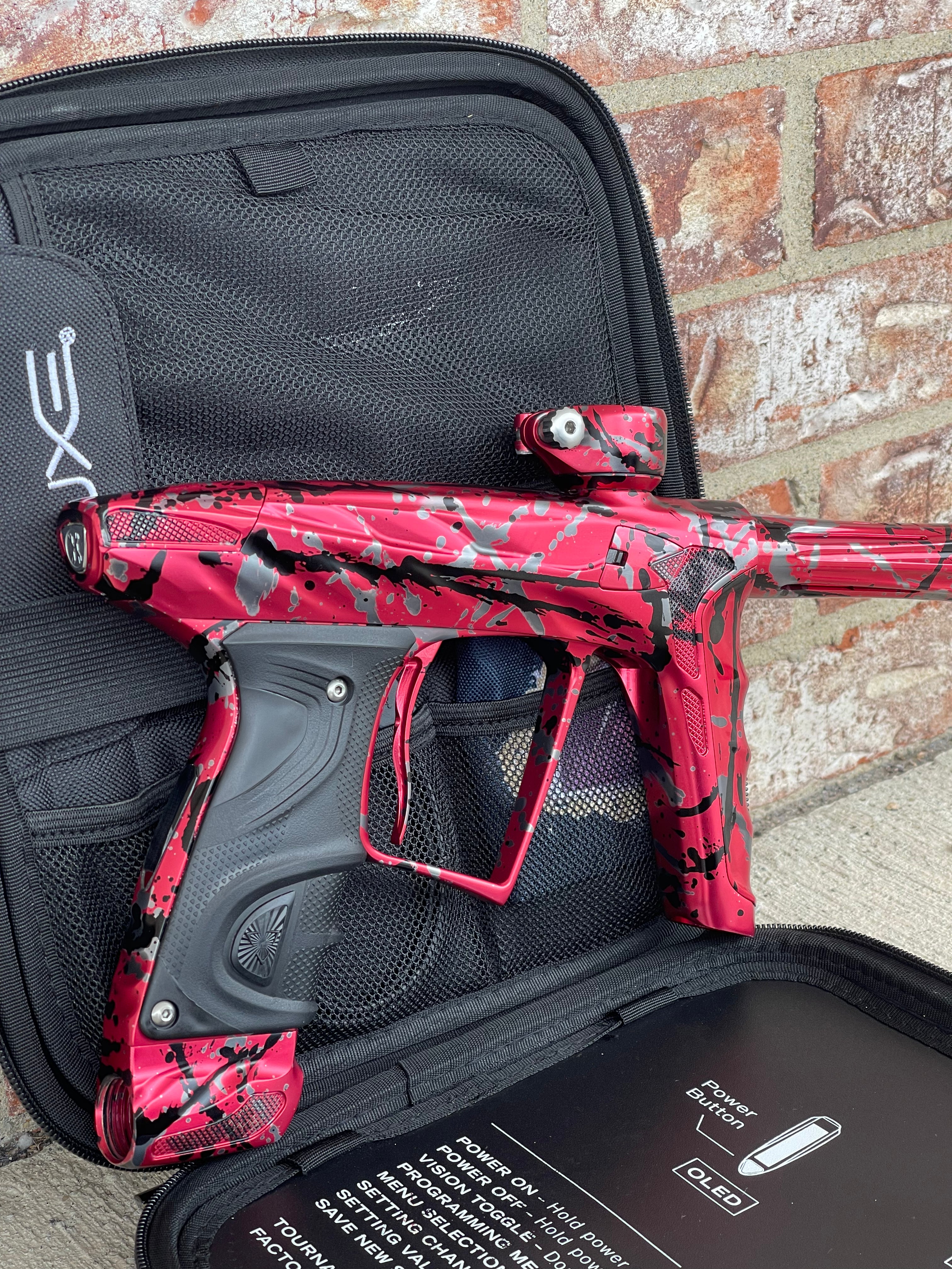 Used DLX HK Army A51 Luxe X Paintball Gun - Red w/ Black & Grey Splash