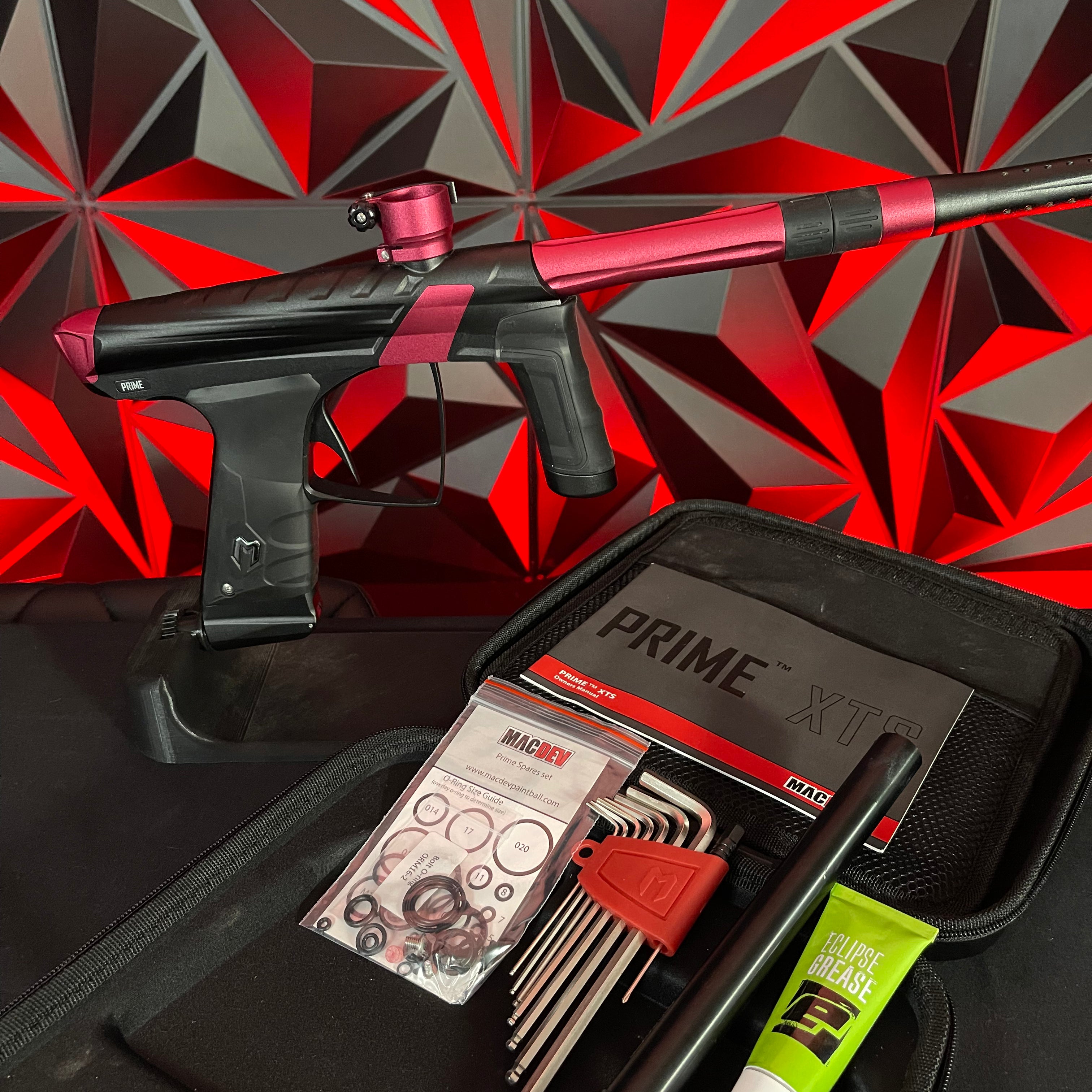 Used MacDev Prime XTS Paintball Gun - Dust Black / Dust Red