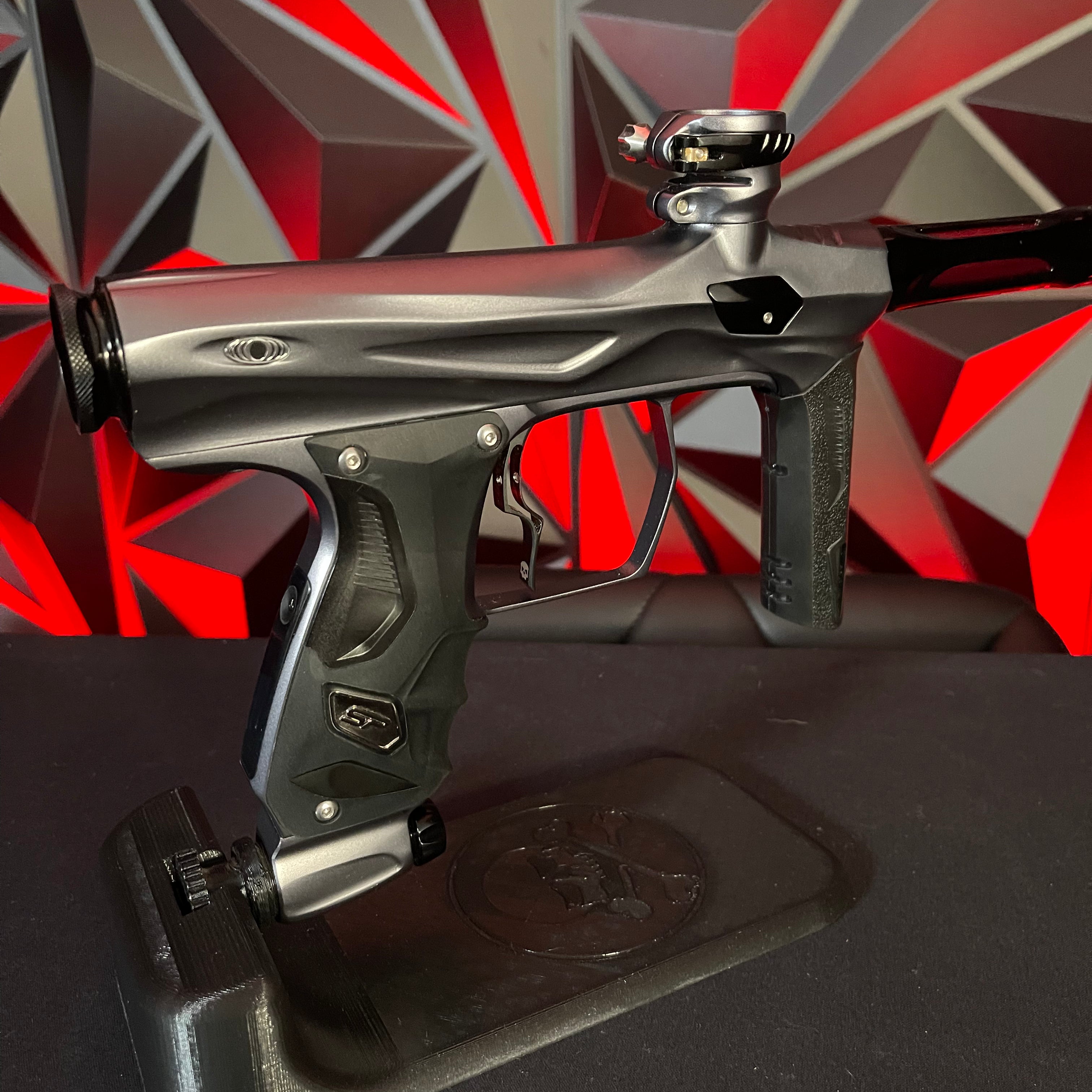 Used Shocker Amp Paintball Gun - Pewter w/ SSC Soft Tip Bolt + Infamous Deuce Trigger