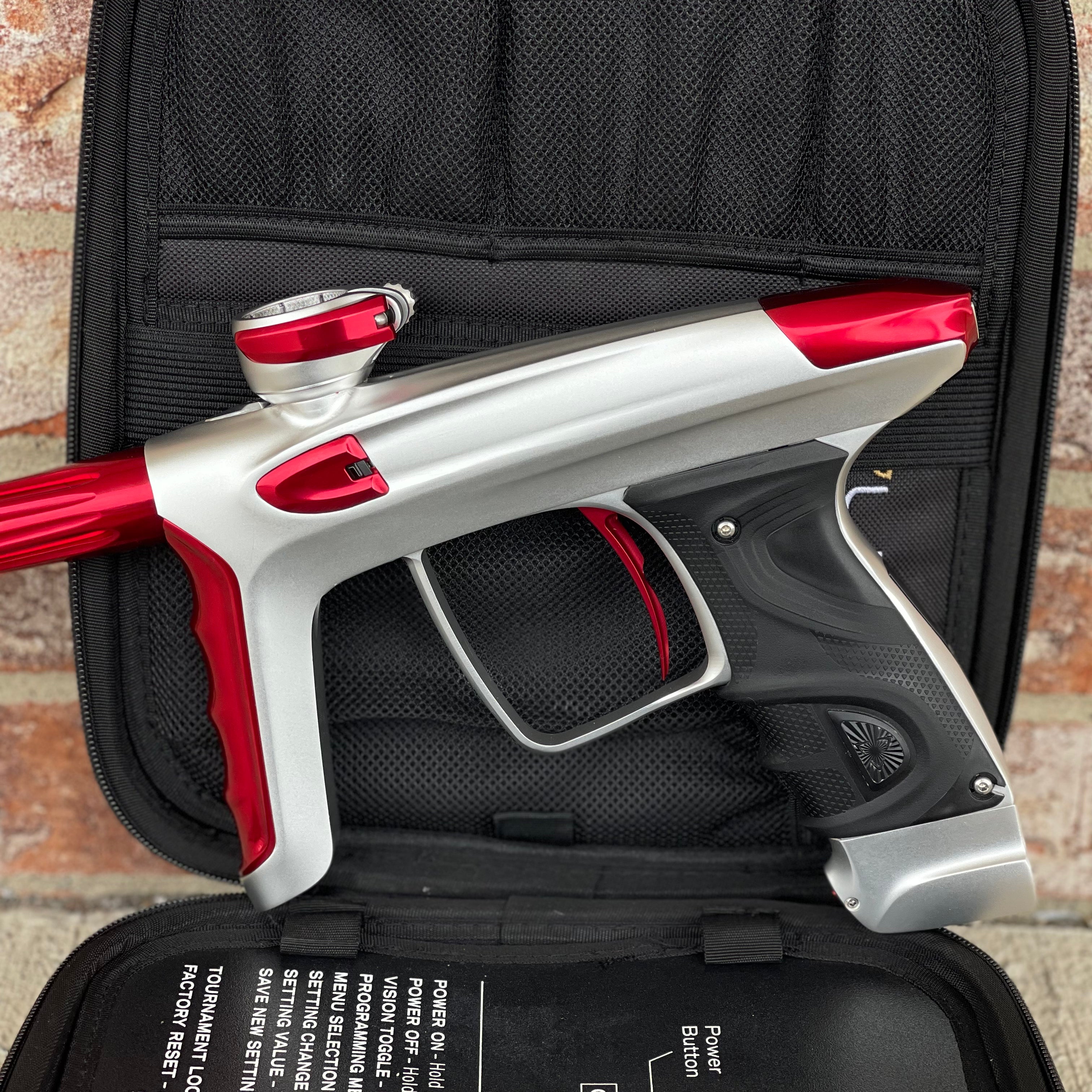 Used DLX Luxe TM40 Paintball Gun - Dust White / Polished Red