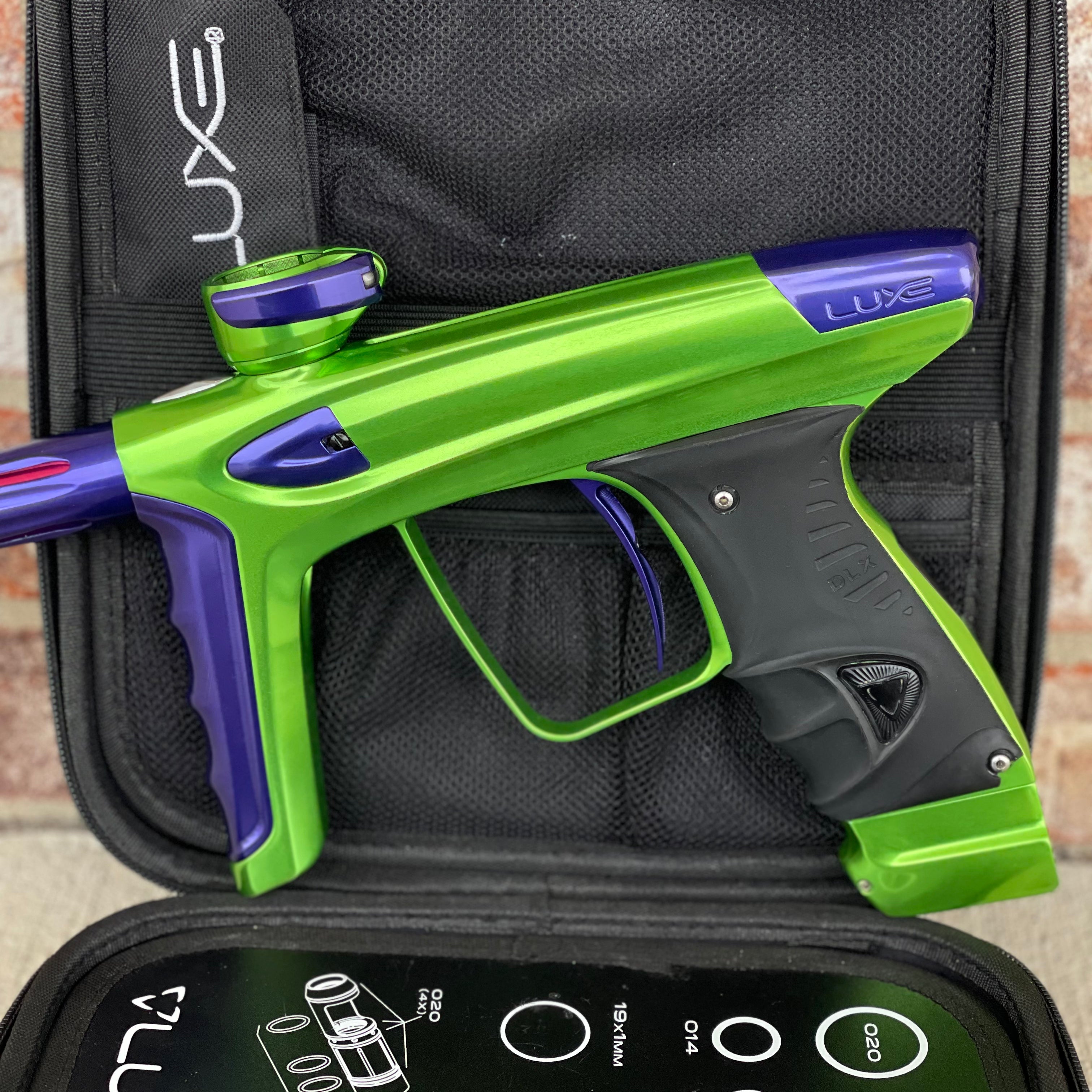 Used DLX Luxe ICE Paintball Gun - Polished Green / Polished Purple