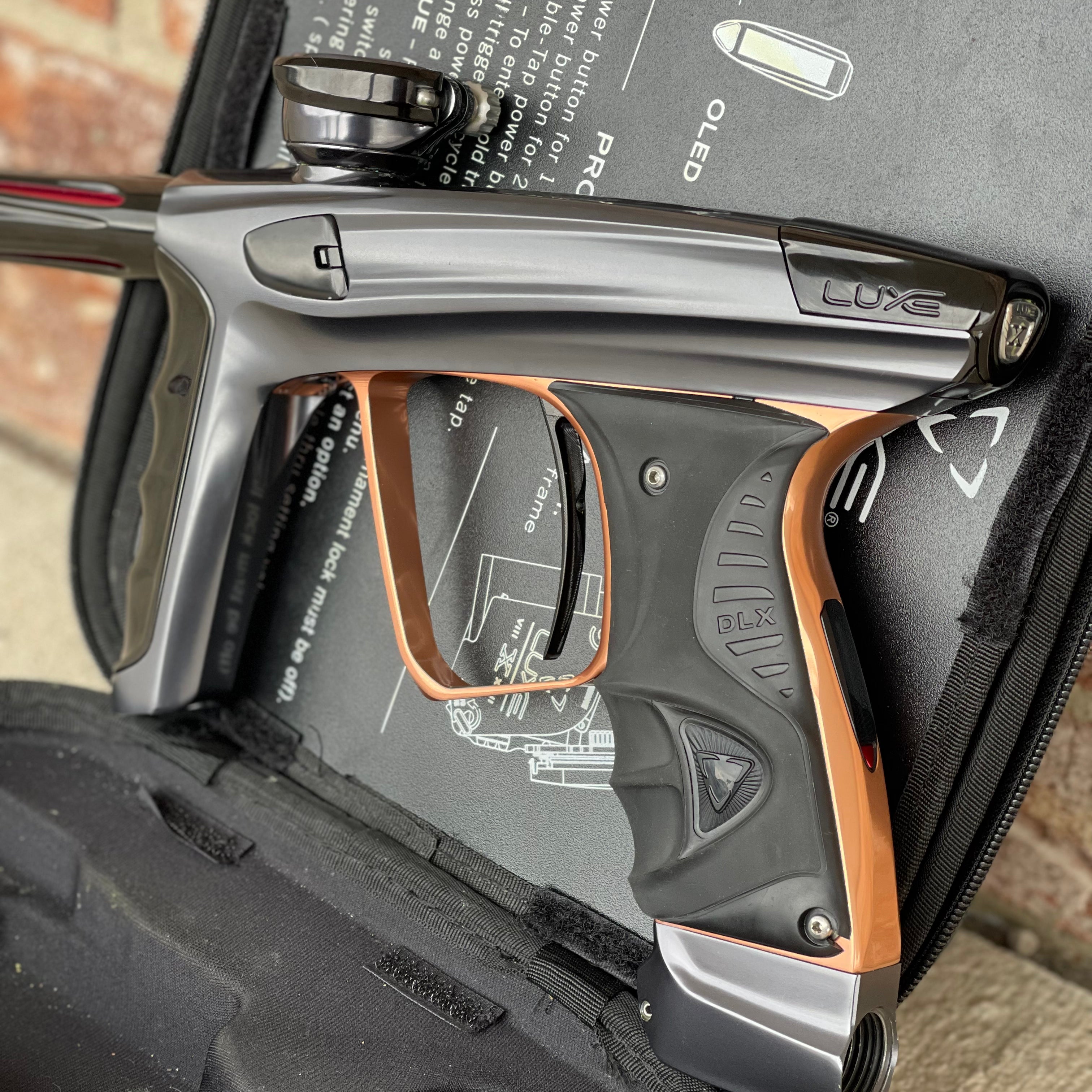 Used DLX Luxe X Paintball Gun - Gloss Pewter w/Copper Trigger Frame