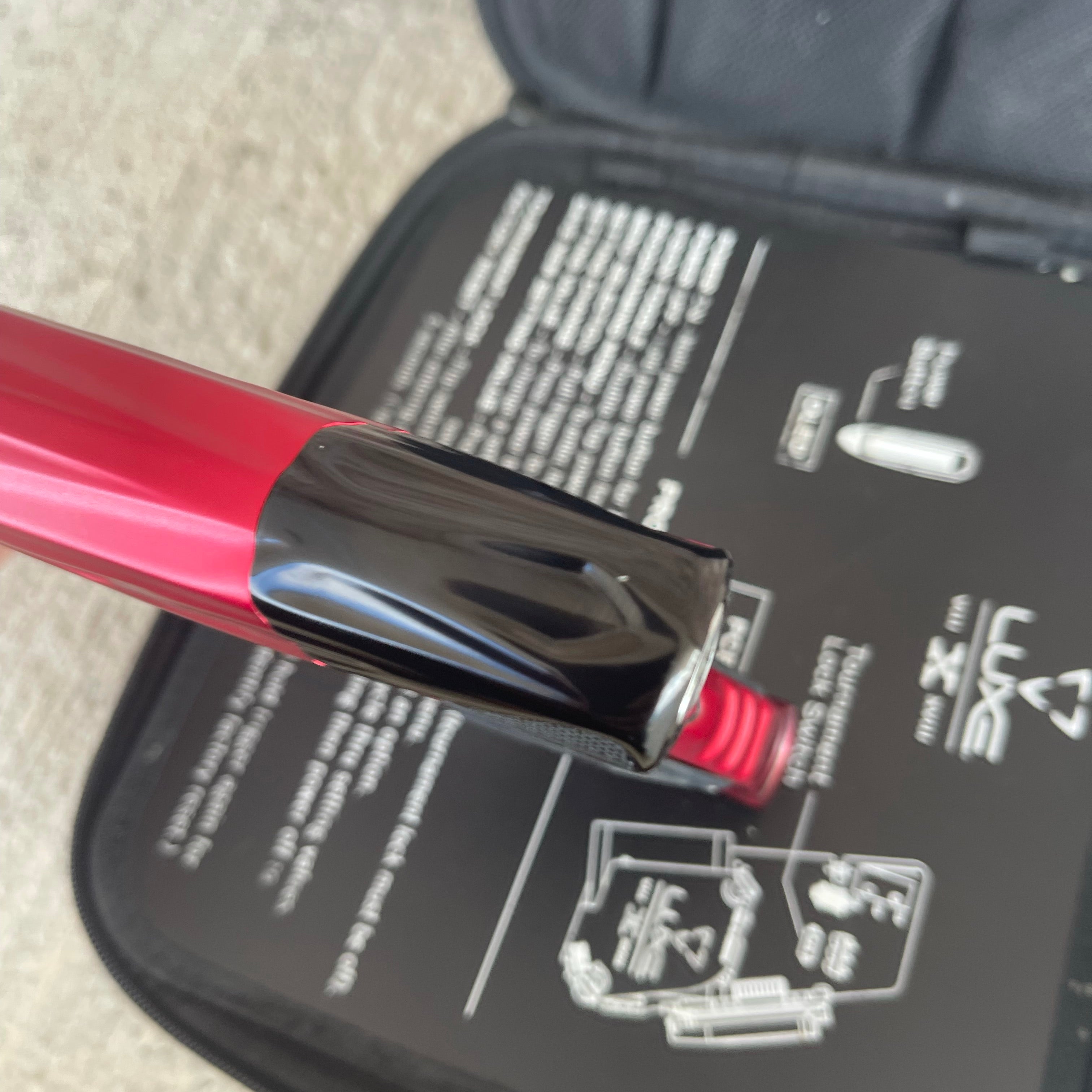 Used HK Army DLX Luxe X A51 Paintball Gun - Dust Red/Polished Black w/Infamous Deuce Trigger & Carbon IC Barrel