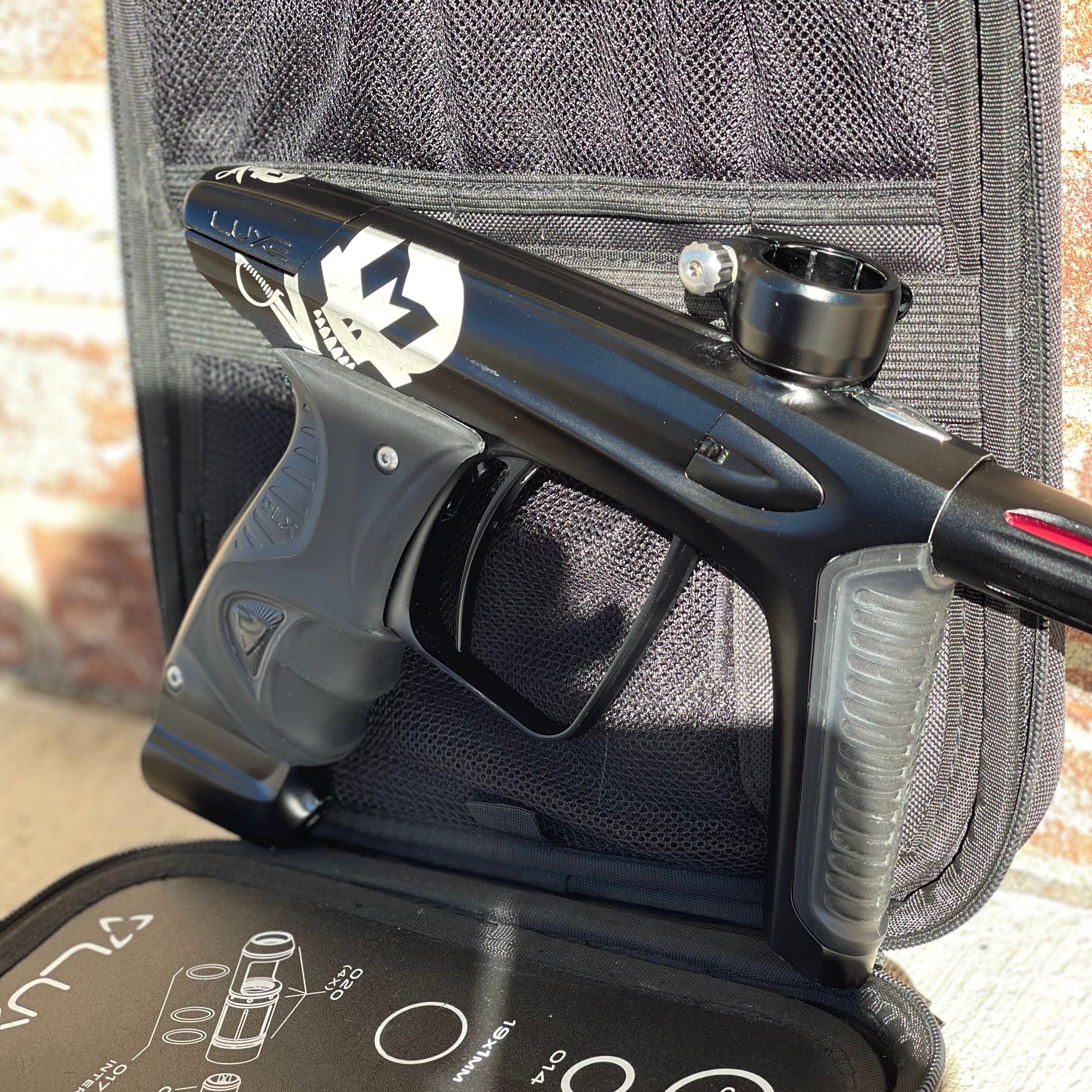 Used DLX Luxe Ice Paintball Gun - LE Mutiny Dust Black w/ Black and Green Grip Kit, Deuce Trigger