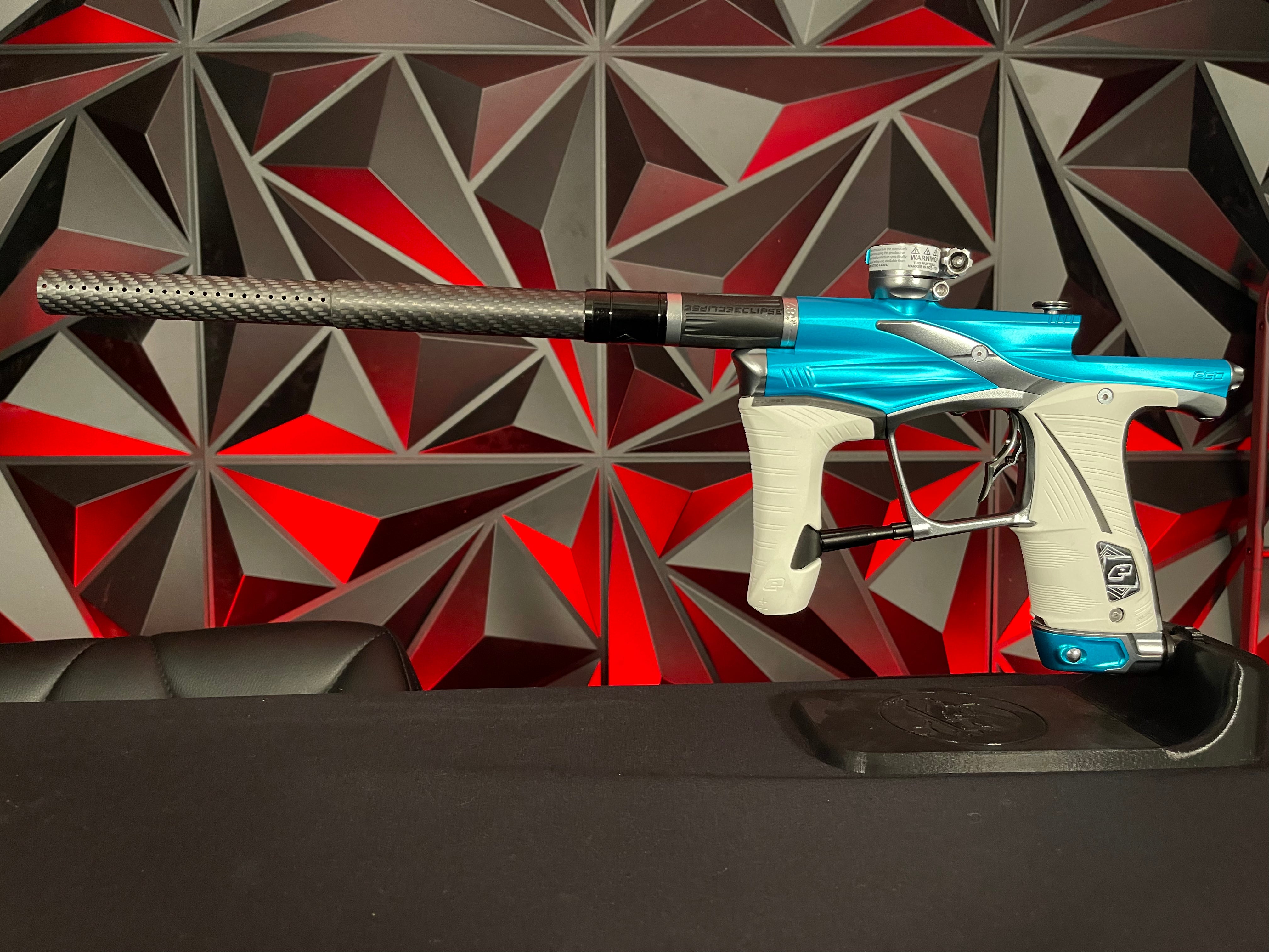 Used Planet Eclipse Lv1.6 Paintball Gun - Zircon (Teal / Grey) w/ White Grip Kit & 1R Deuce Trigger