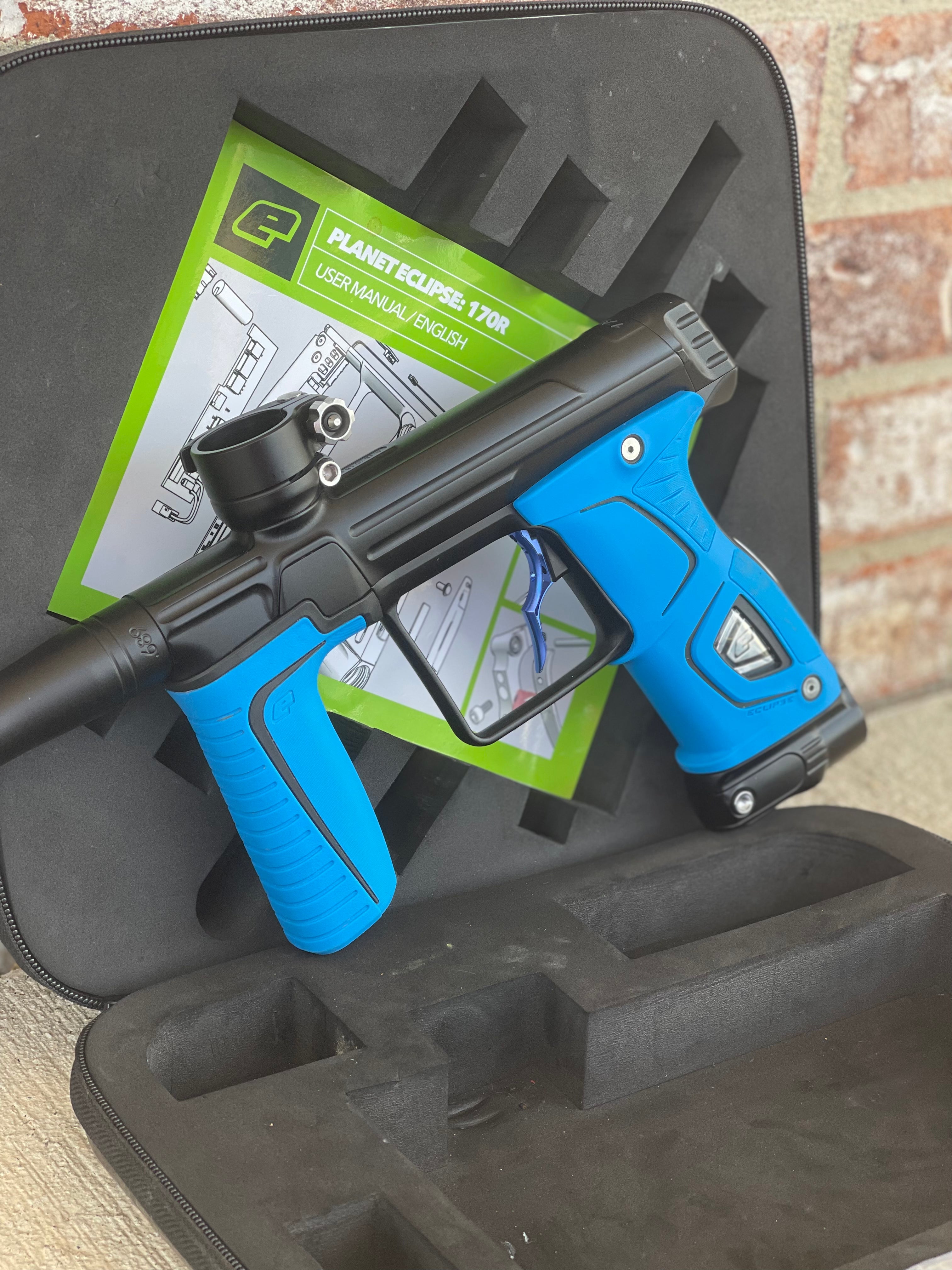 Planet Eclipse Gtek 170R Paintball Gun - Black w/ 2 Sets of Grips, Infamous 1R Trigger, and SSC Soft tip Bolt