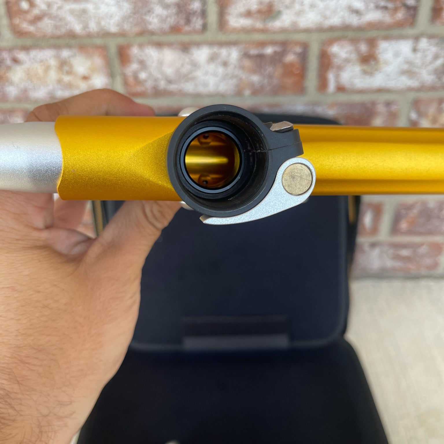 Used Empire Mini GS Paintball Gun w/ 2 Piece Barrel - Dust Gold / Silver w/ HK Army Exo 2.0 Marker Case