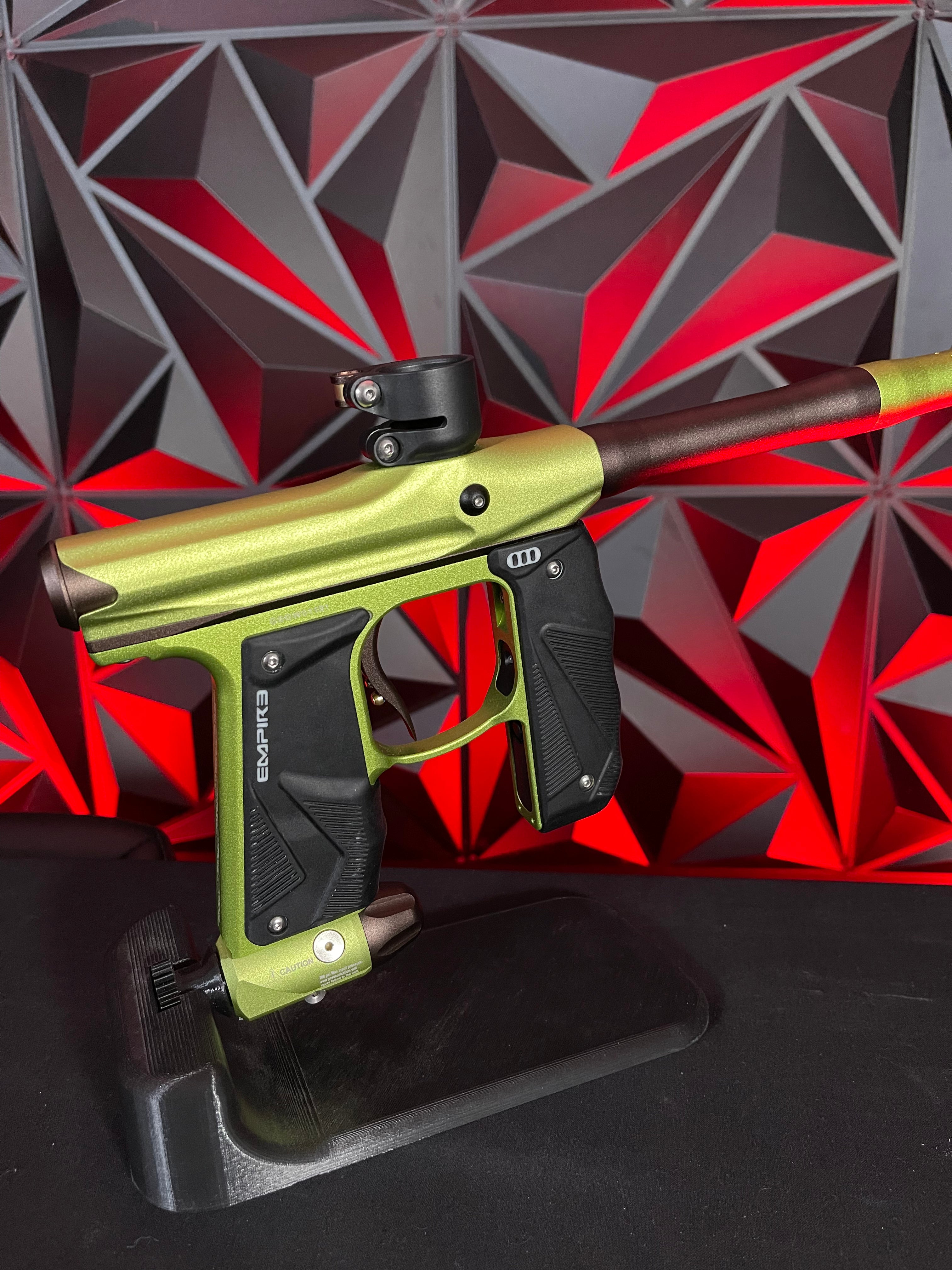 Used Empire Mini GS Paintball Gun - Green / Brown w/ 2-Piece Barrel
