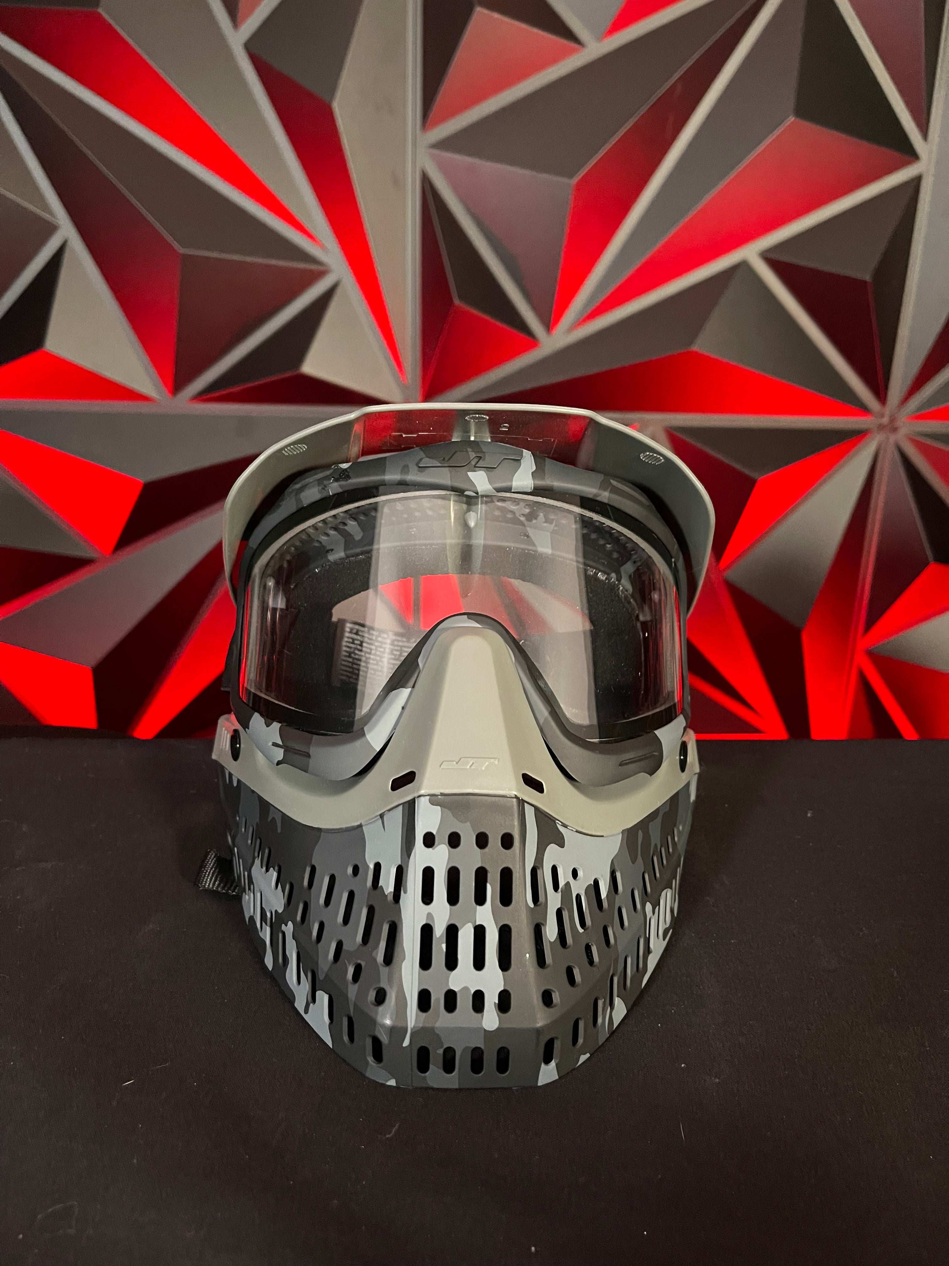 Used JT Proflex Paintball Mask - Black Grey Camo Skirt w/Black Grey Camo Frame & Matching Visor