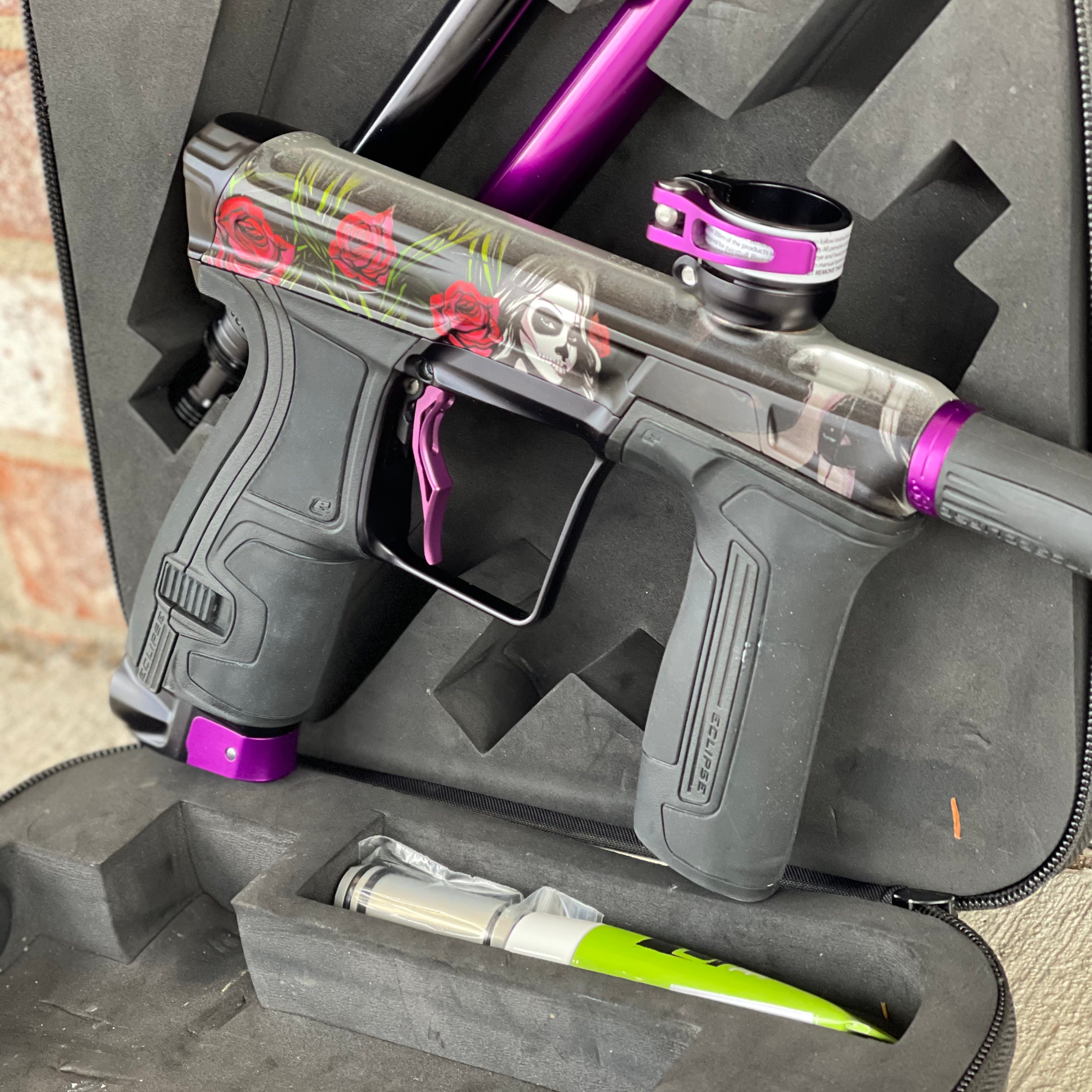 Used Planet Eclipse CS2 Paintball Gun - Dia De Los Muetros w/Infamous Deuce Trigger and Infamous Wave Spring