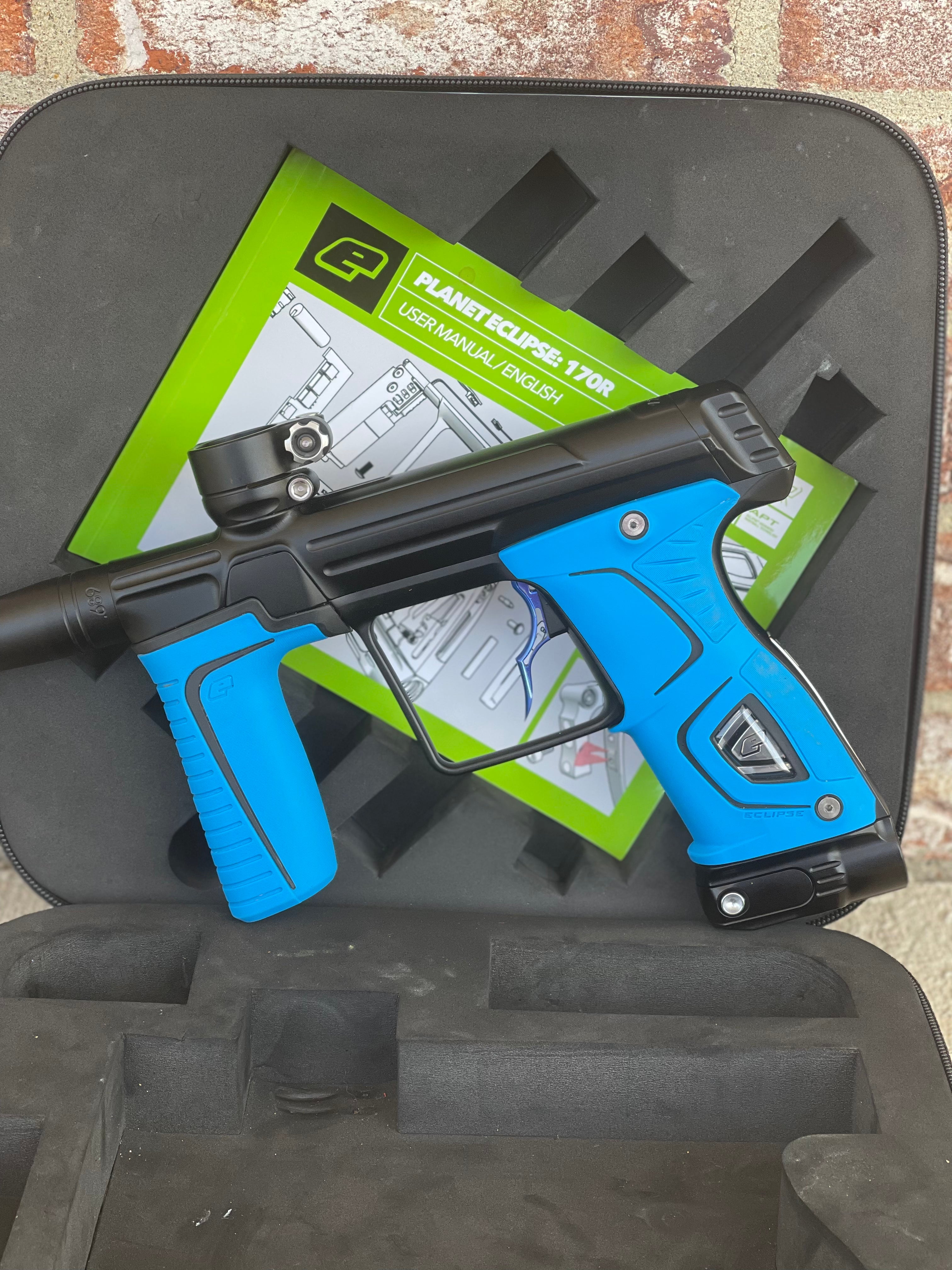 Planet Eclipse Gtek 170R Paintball Gun - Black w/ 2 Sets of Grips, Infamous 1R Trigger, and SSC Soft tip Bolt