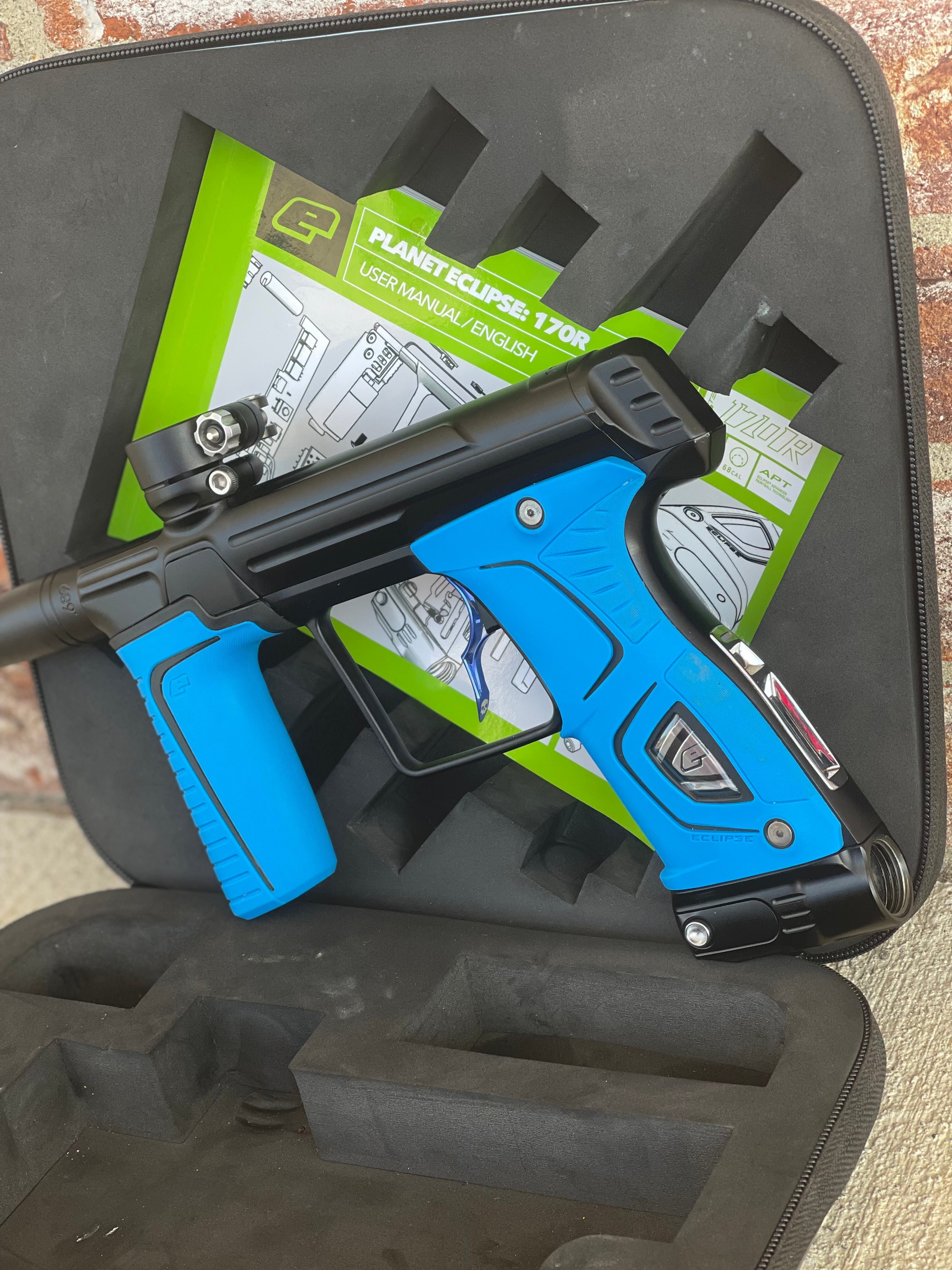 Planet Eclipse Gtek 170R Paintball Gun - Black w/ 2 Sets of Grips, Infamous 1R Trigger, and SSC Soft tip Bolt