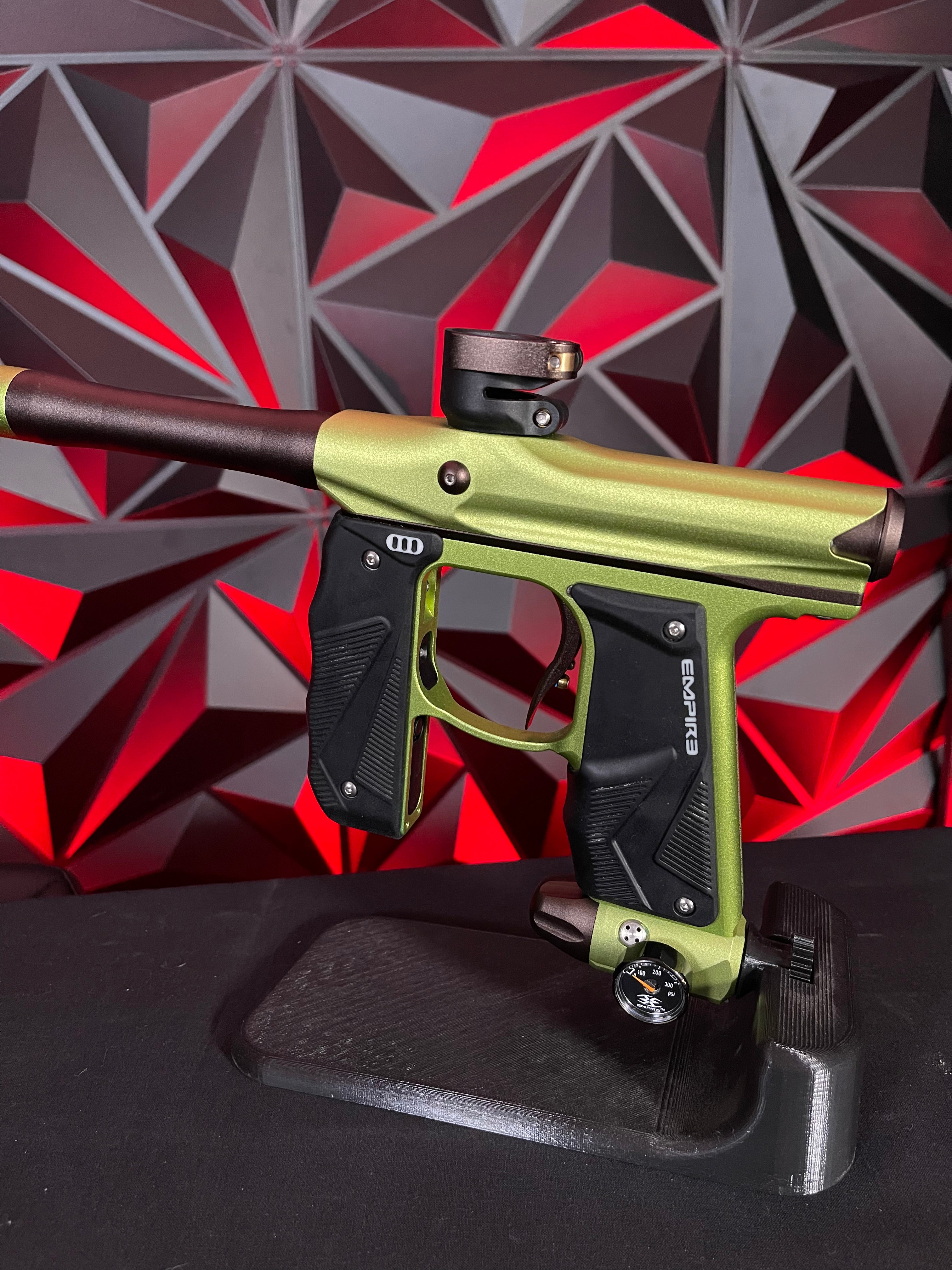 Used Empire Mini GS Paintball Gun - Green / Brown w/ 2-Piece Barrel