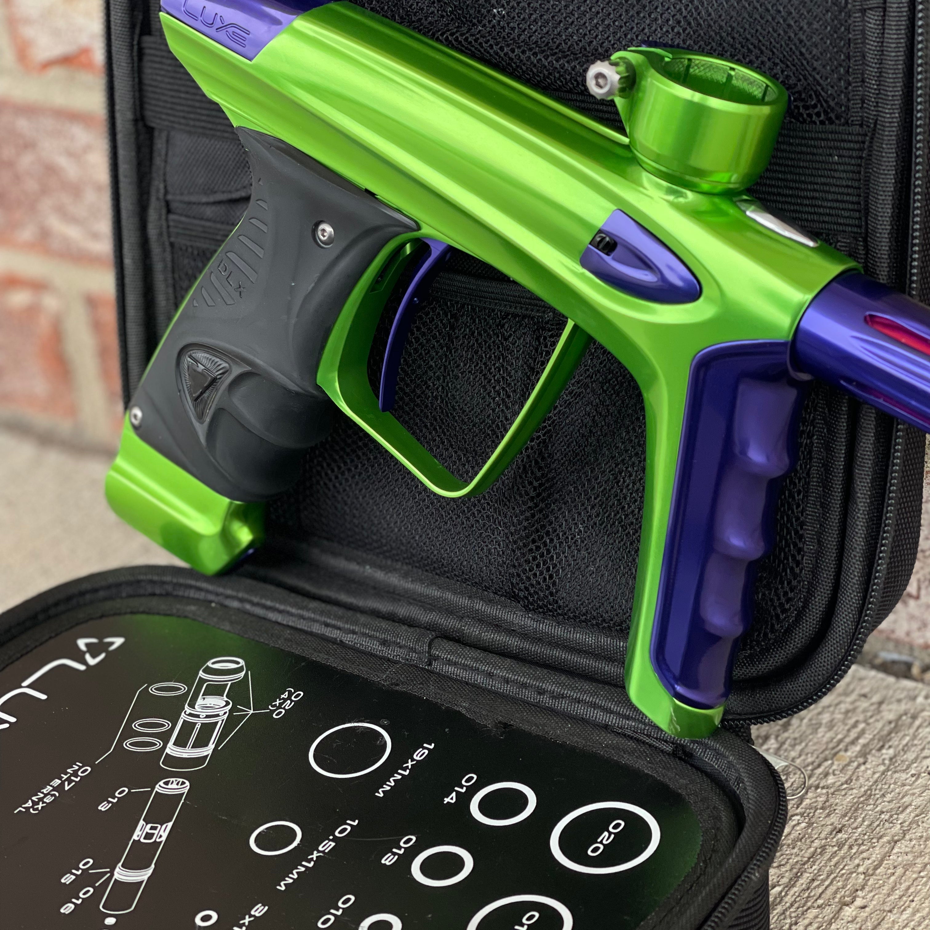Used DLX Luxe ICE Paintball Gun - Polished Green / Polished Purple