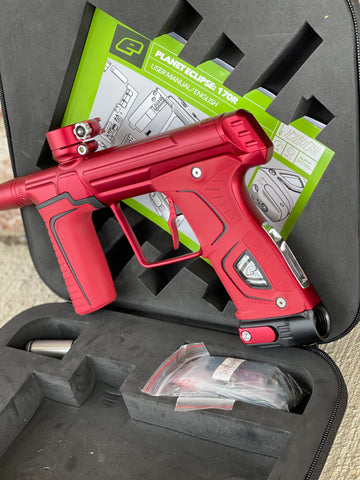 Used Planet Eclipse 170R Paintball Gun - Dust Red w/Red Grip Kit, Deuce Trigger, and ST3 Bolt