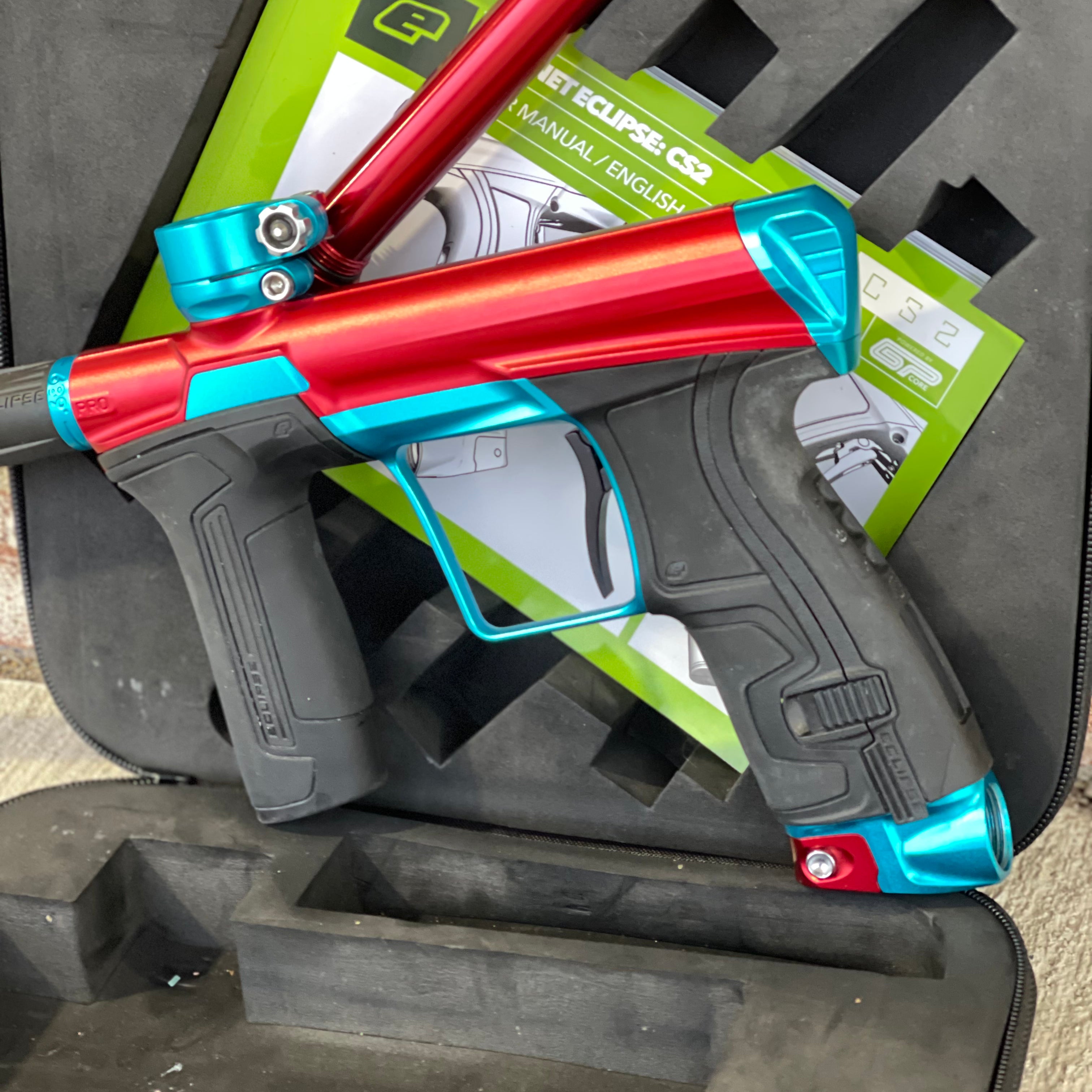 Used Planet Eclipse CS2 Pro Paintball Gun - Red/Teal