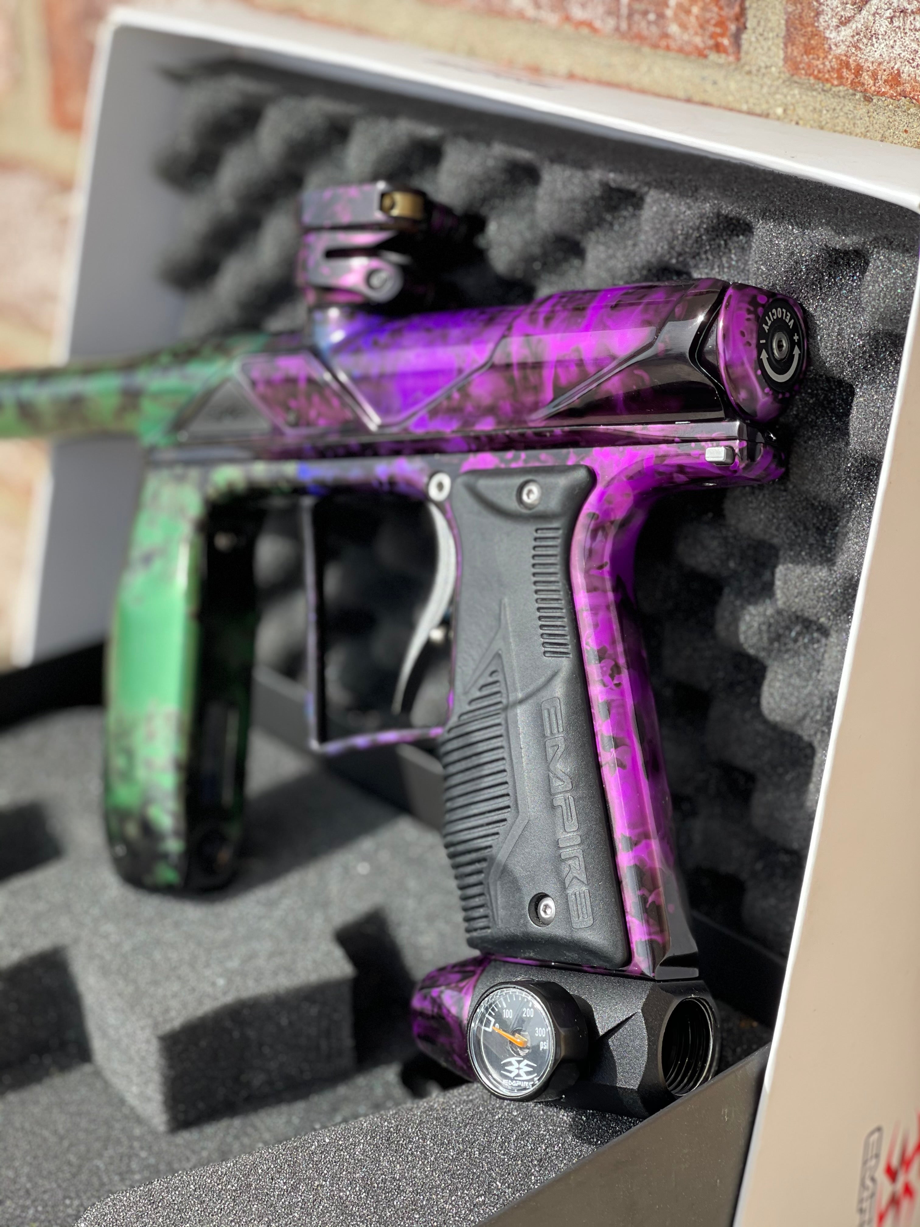 Used Empire Axe Pro Paintball Gun - Acid Wash Pruple / Green