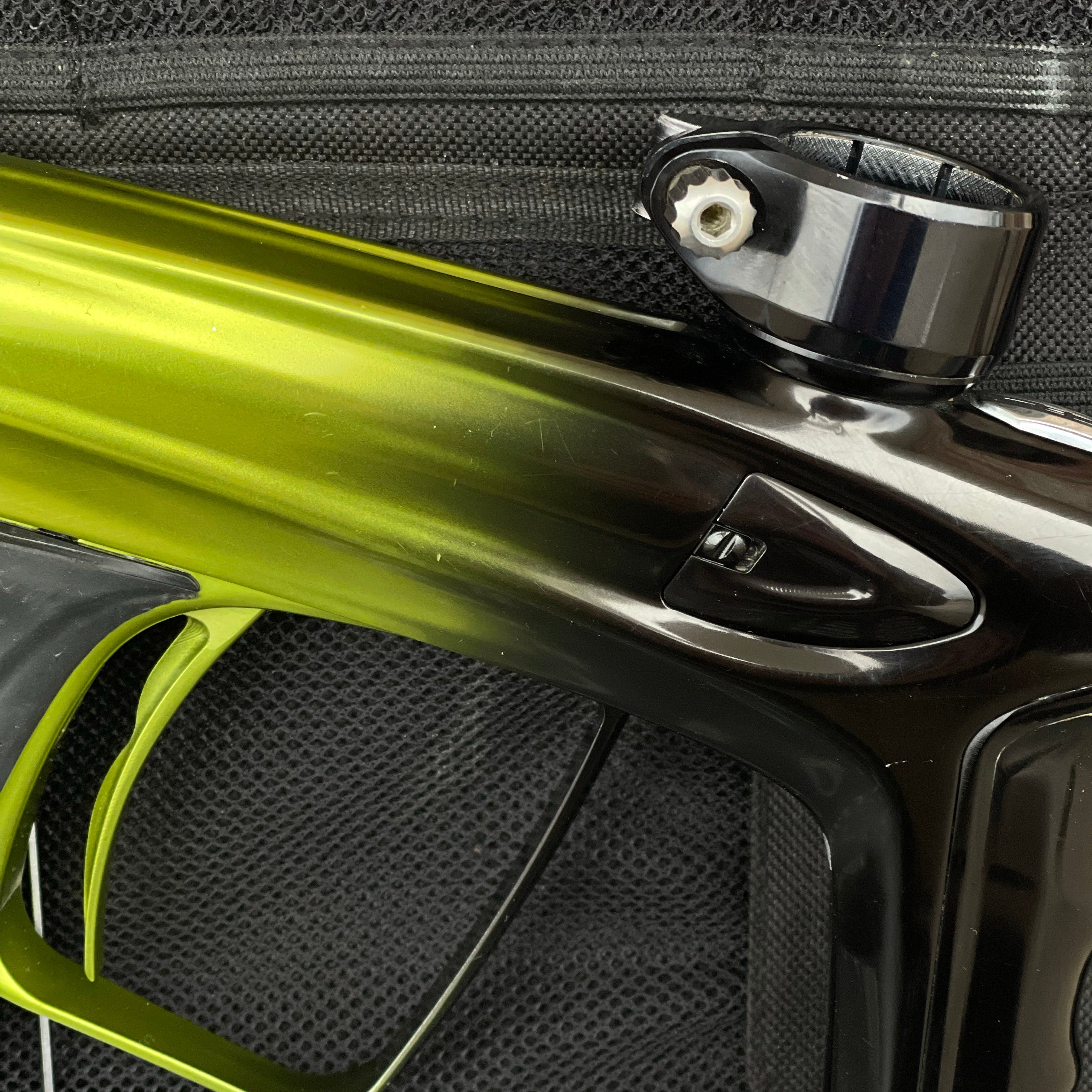 Used DLX Luxe Ice Paintball Gun - Limited Edition *1 of 10* Black/Slime Green w/ Black and Tan Back Grip