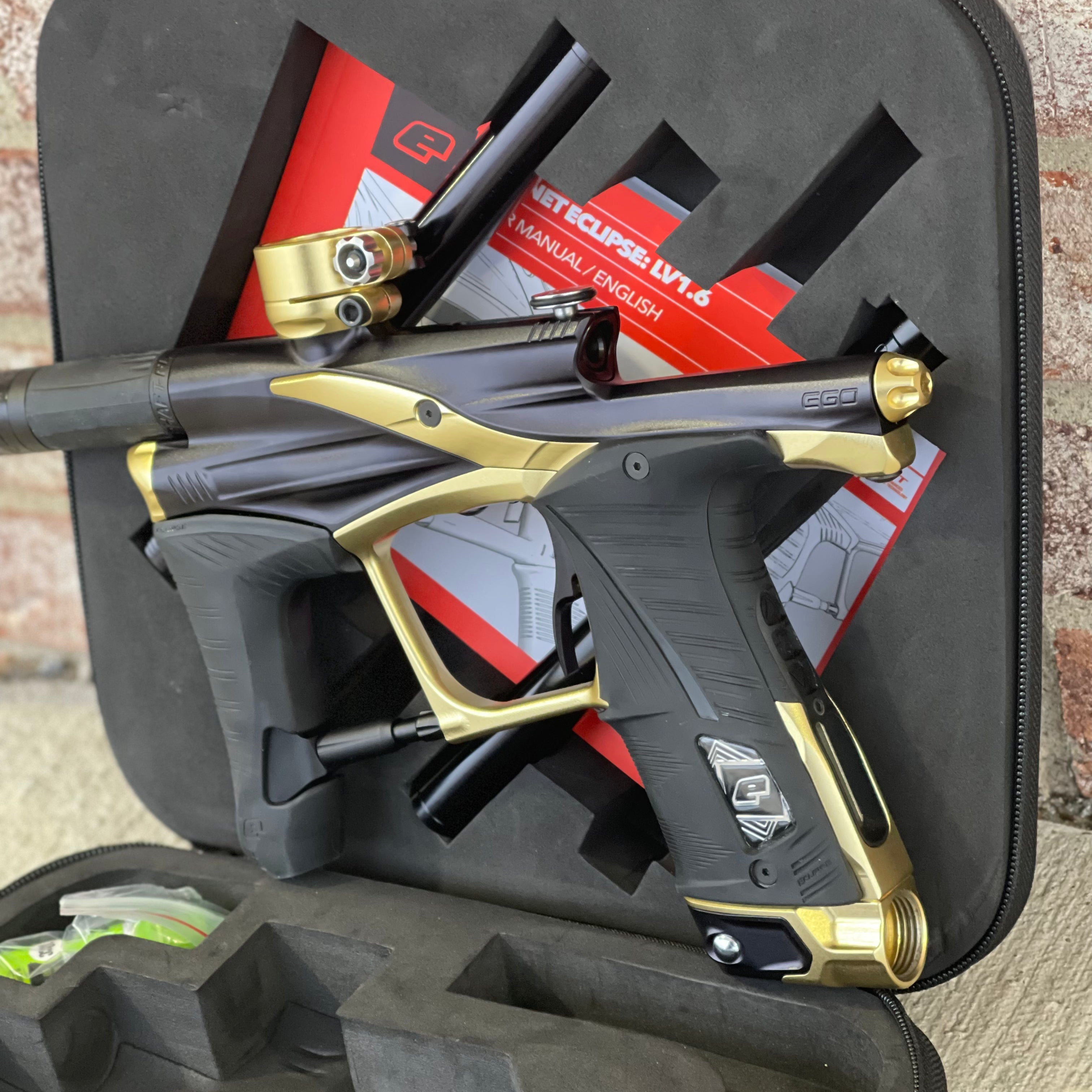 Used Planet Eclipse "Midnight Series" Lv1.6 Paintball Gun - Black / Gold w/ FL Kit & Scythe Trigger