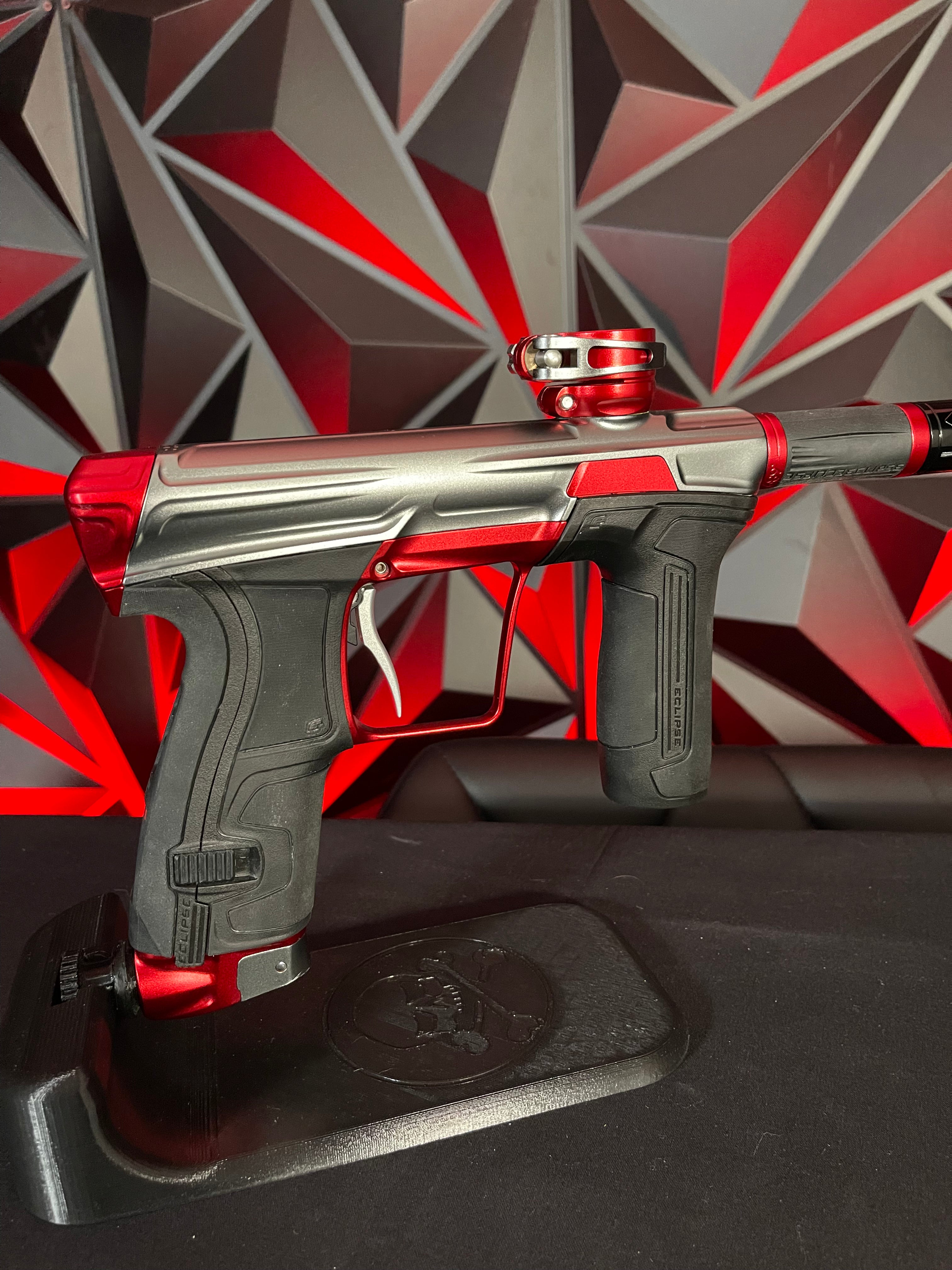 Used Planet Eclipse CS2 Paintball Marker- Grey / Red w/ 2 FL Backs
