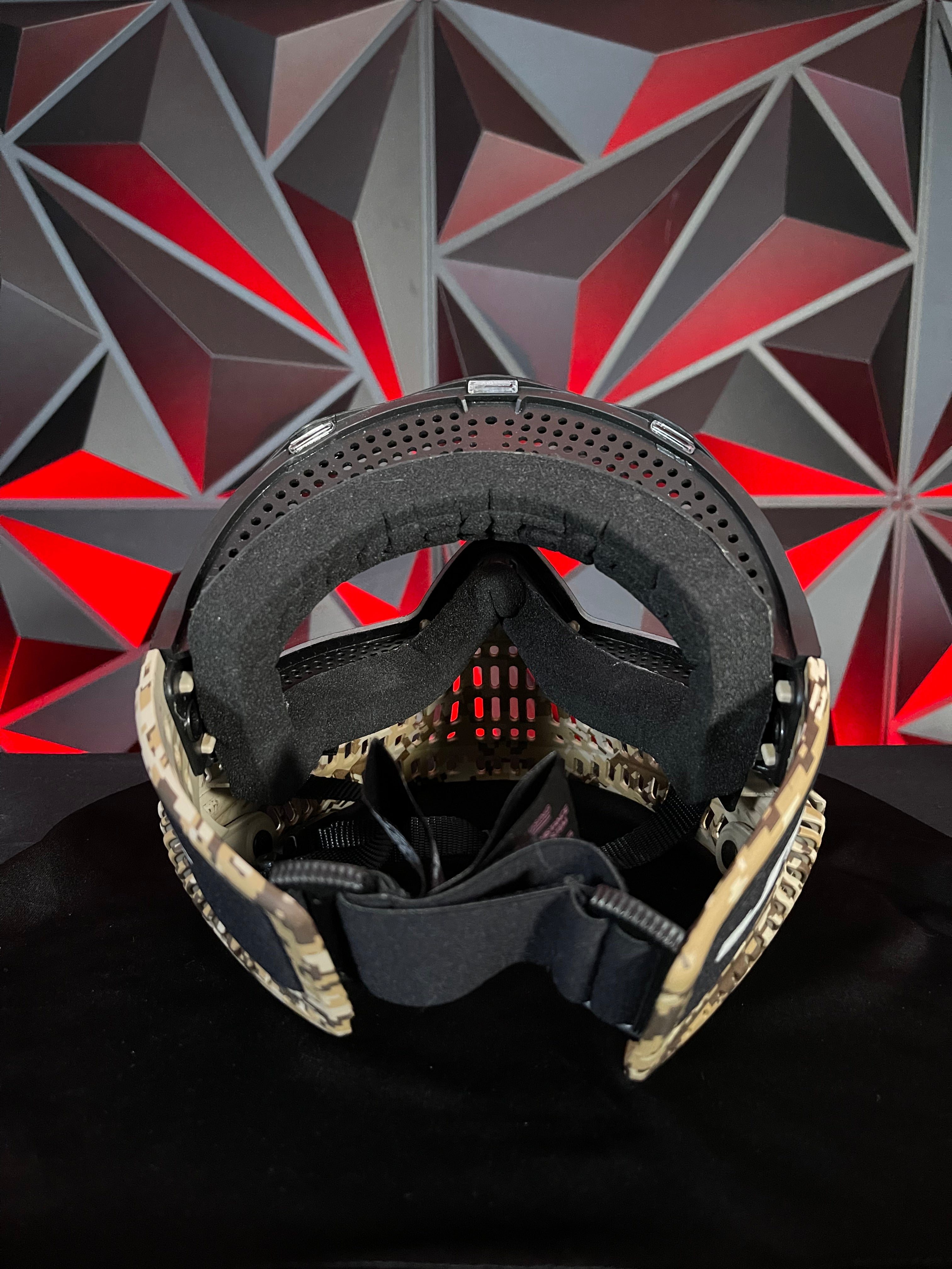 Used JT Proflex Paintball Mask - Digital Camo Skirt and Black Frame w/Soft Goggle Bag