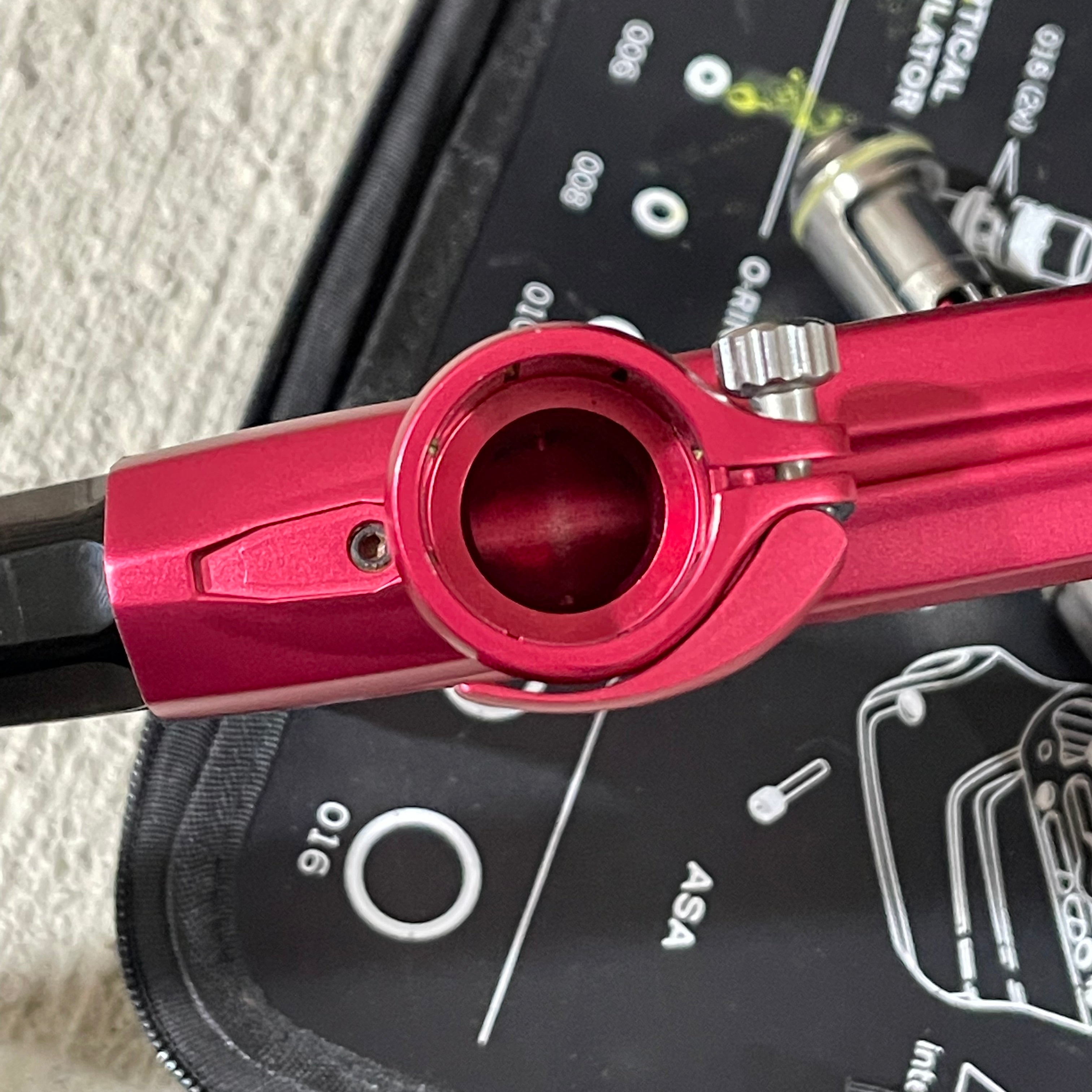 Used DLX Luxe Ice Paintball Gun - Dust Red / Dust Red w/ Inception Barrel, Encore Bolt/Stock Bolt, Scythe Trigger and Stock Trigger, Large Spare Part Kits