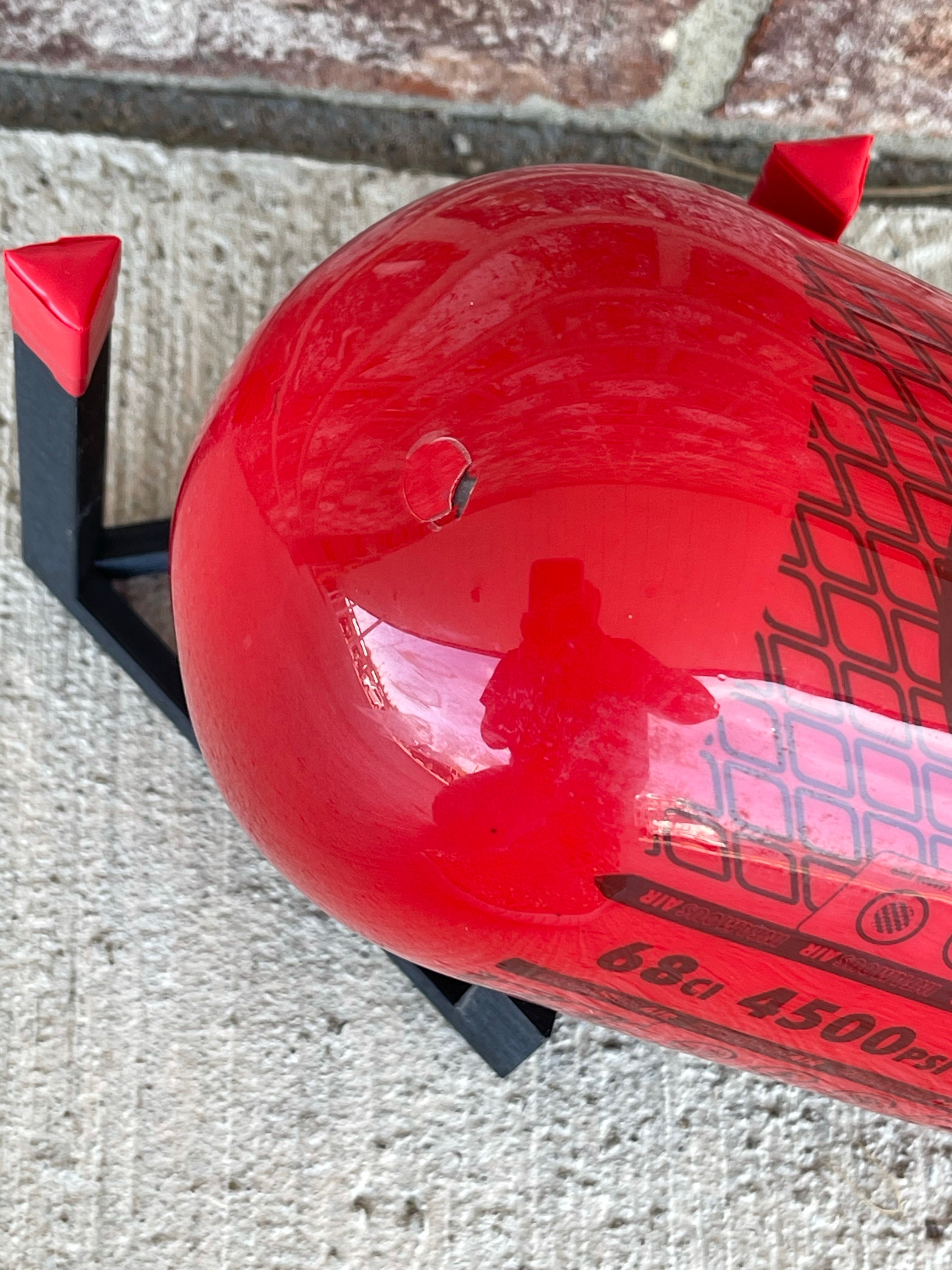 Used Infamous Air Tank 68/4500 Paintball Tank - Air Pattern - w/ Standard Reg - Red/Black