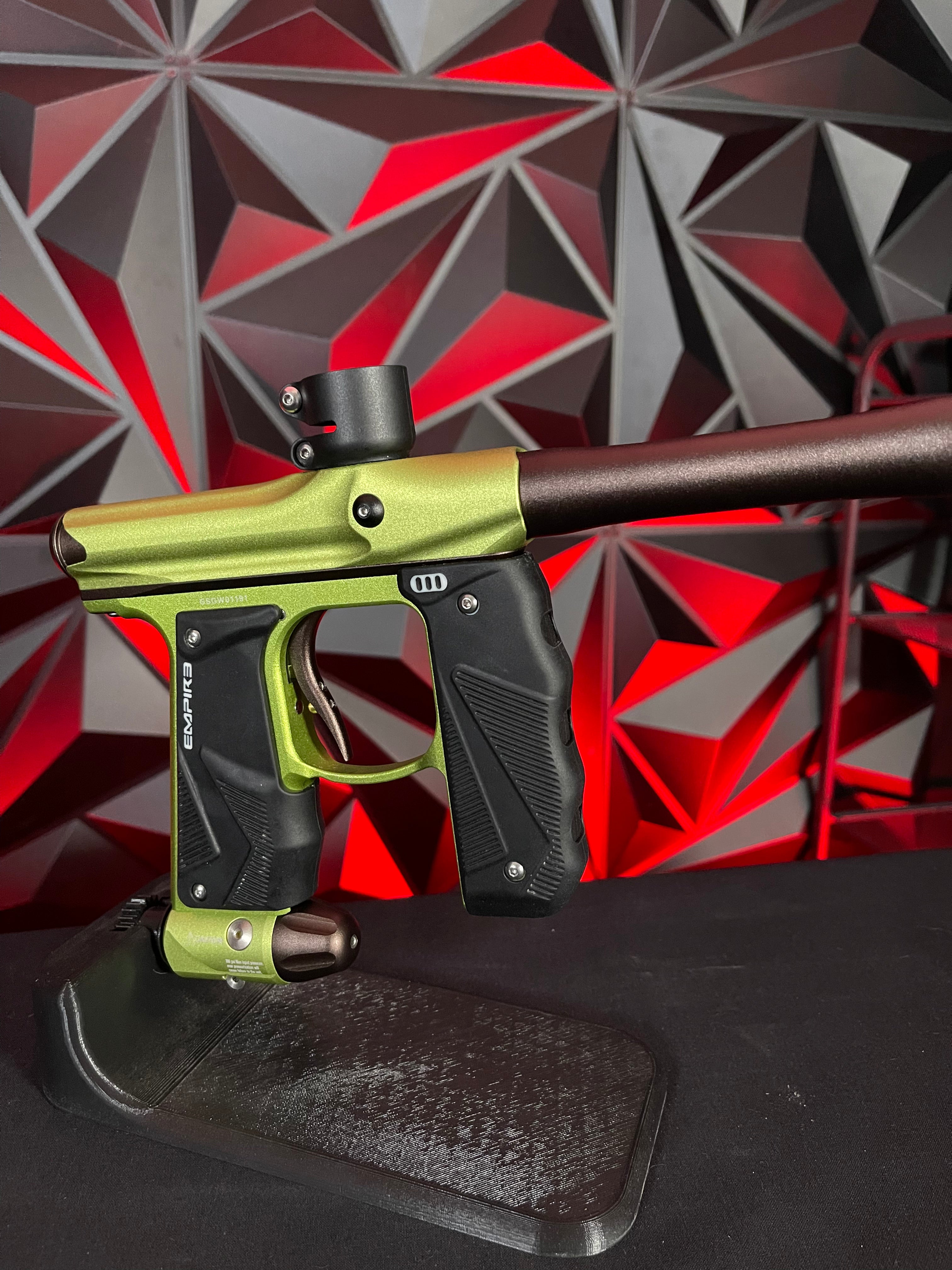 Used Empire Mini GS Paintball Gun - Green / Brown w/ 2-Piece Barrel