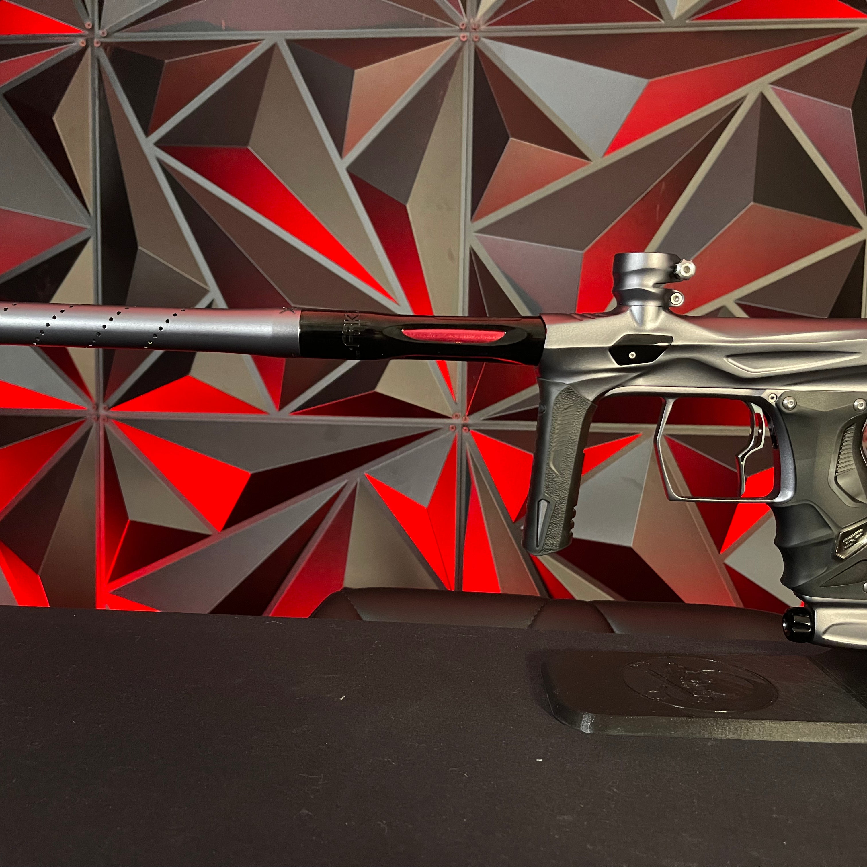 Used Shocker Amp Paintball Gun - Pewter w/ SSC Soft Tip Bolt + Infamous Deuce Trigger