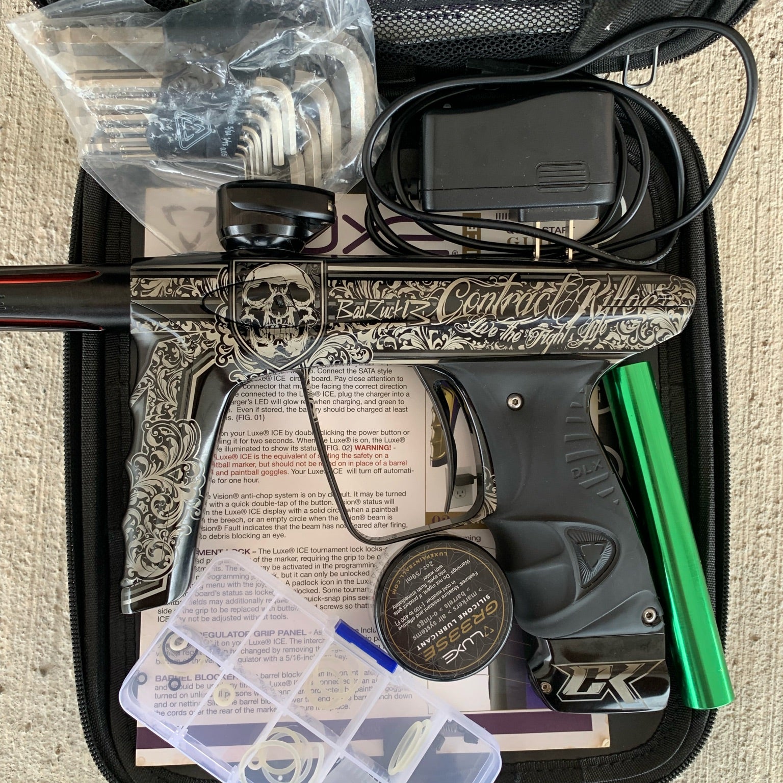 Used DLX Luxe Ice Paintball Gun - Contract Killers Gloss Black