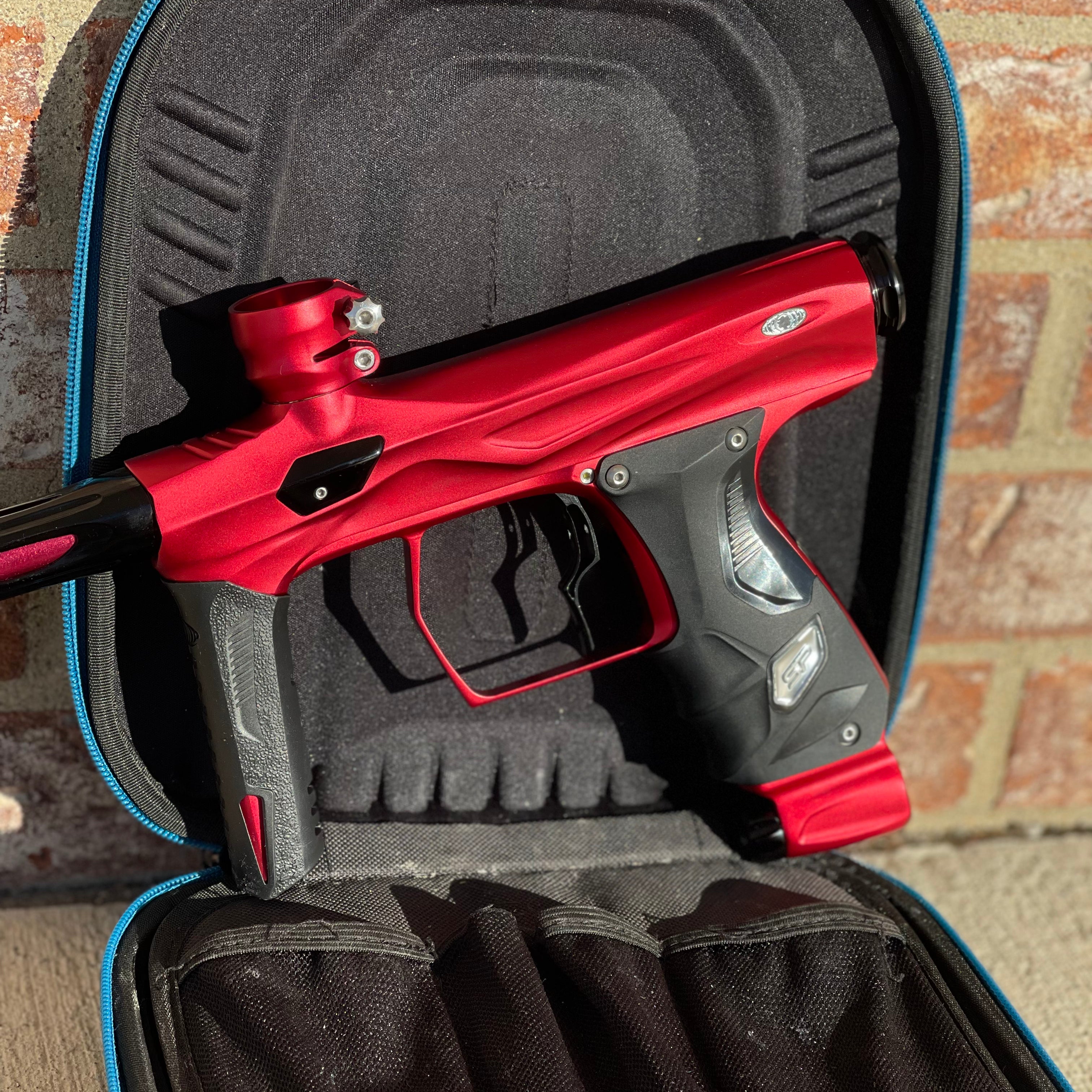 Used Shocker AMP Paintball Gun - Dust Red w/ Infamous Deuce Trigger