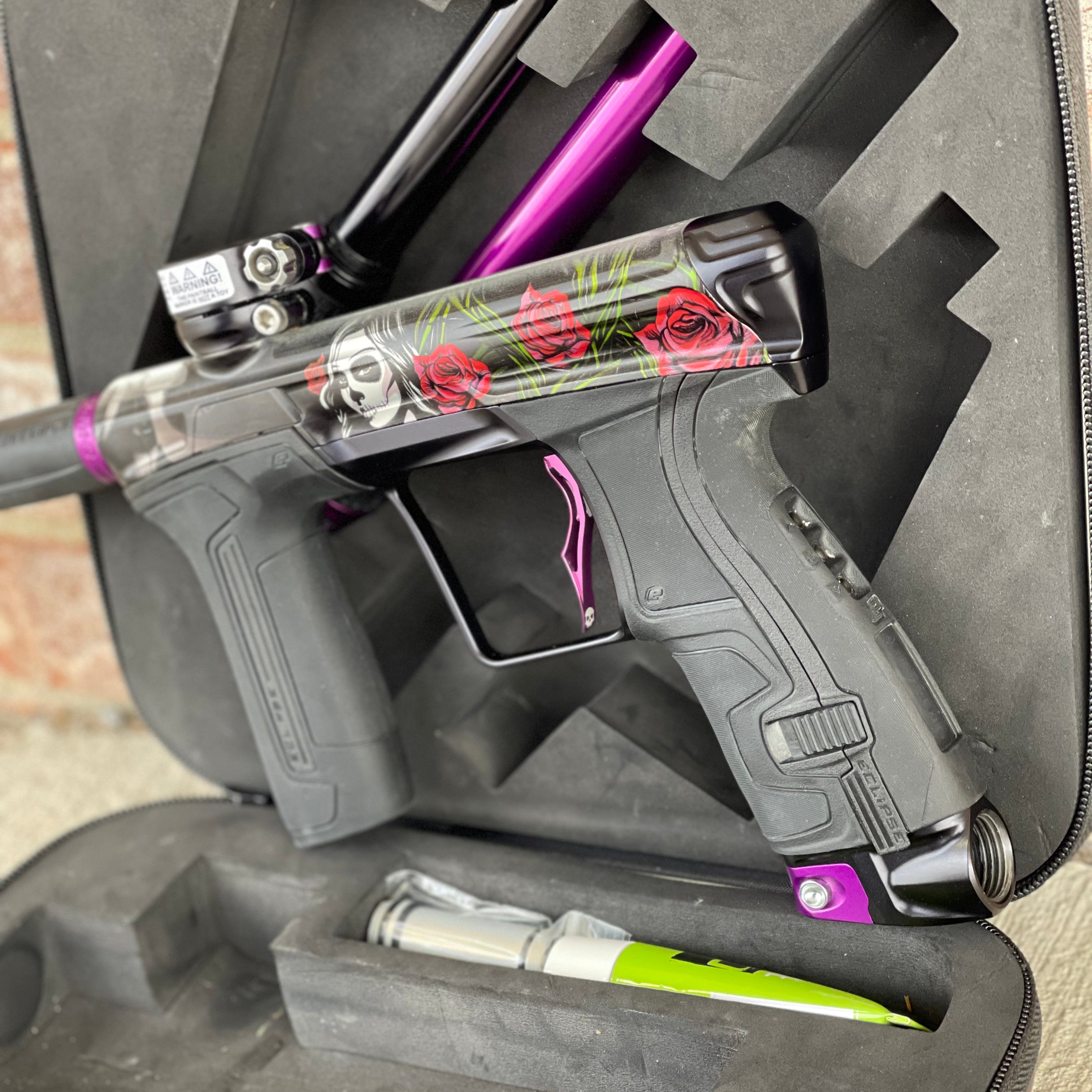 Used Planet Eclipse CS2 Paintball Gun - Dia De Los Muetros w/Infamous Deuce Trigger and Infamous Wave Spring