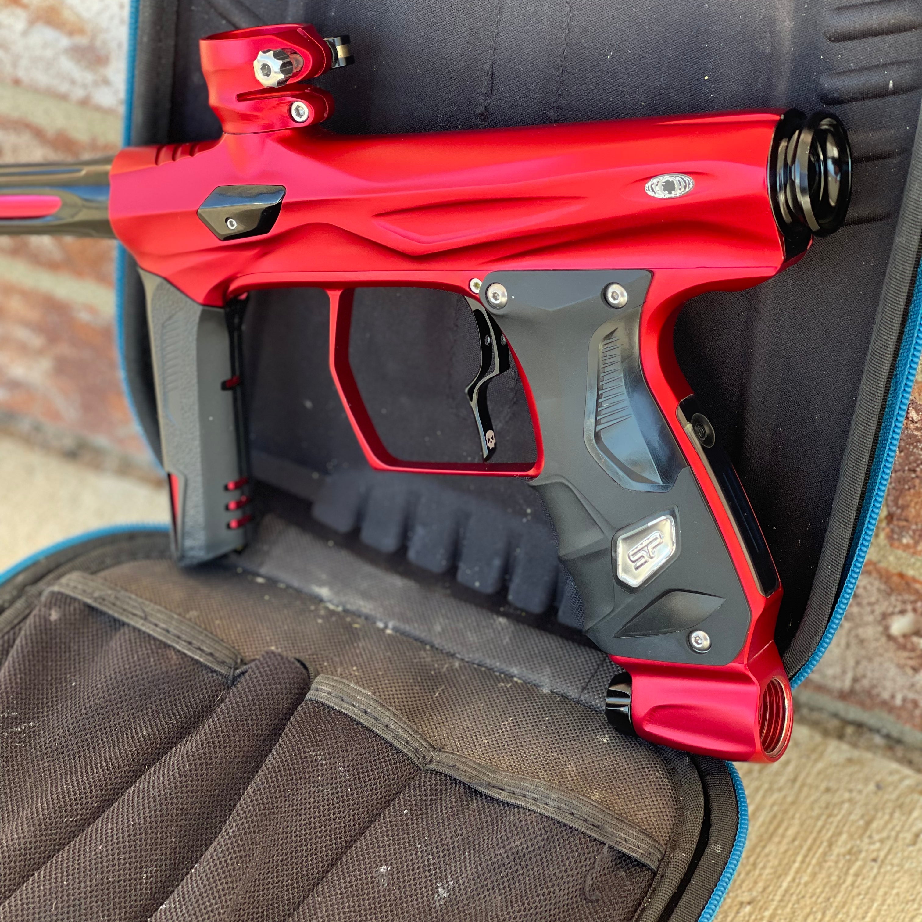 Used Shocker AMP Paintball Gun - Dust Red w/ Infamous Deuce Trigger