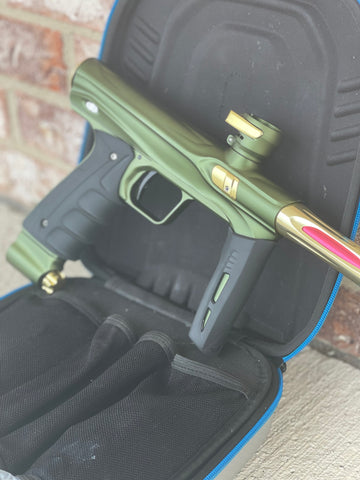 Used Shocker CVO Paintball Gun - Dust Olive/Polished Gold