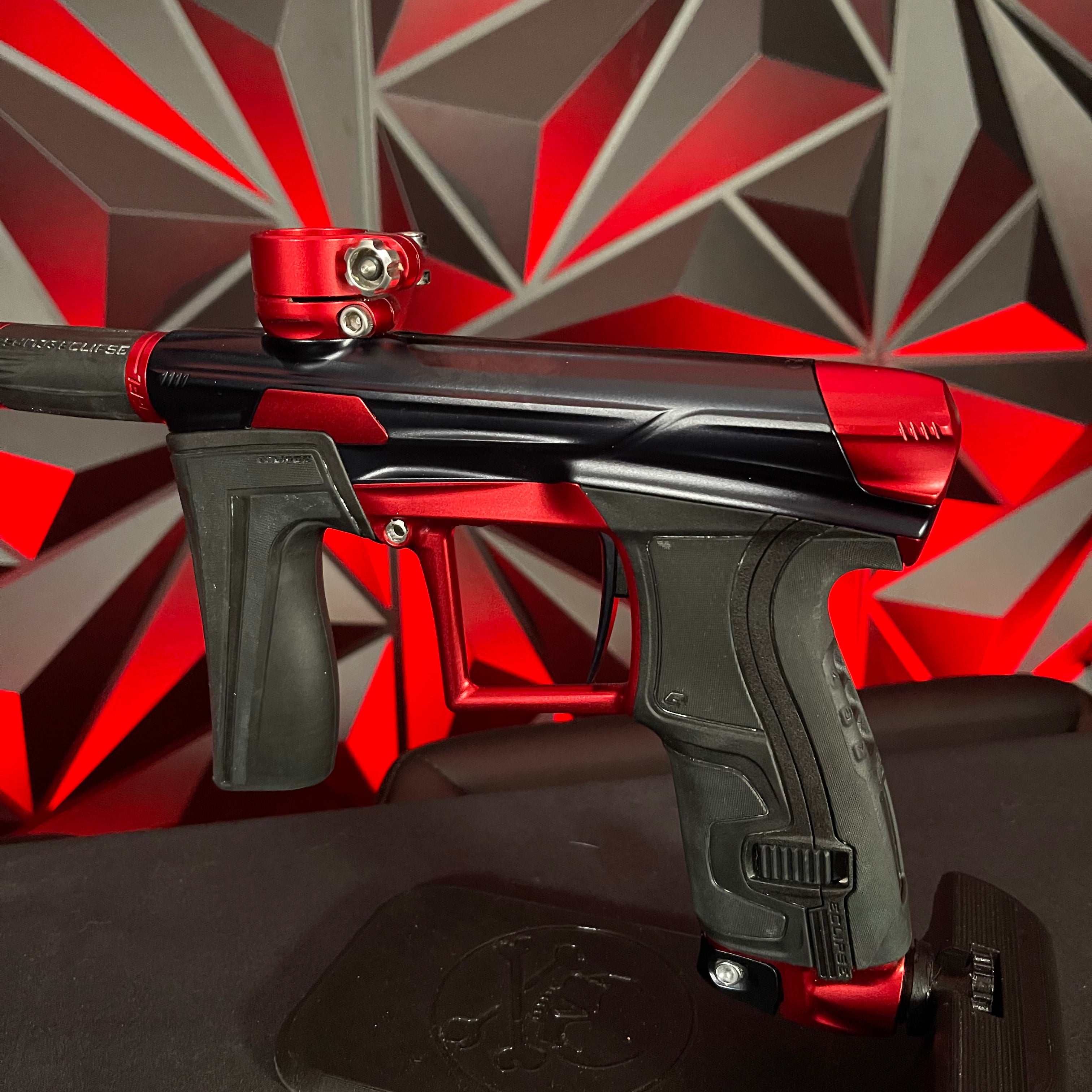 Used Planet Eclipse Geo 4 Paintball Gun - Black/Red w/ Infamous Deuce Trigger