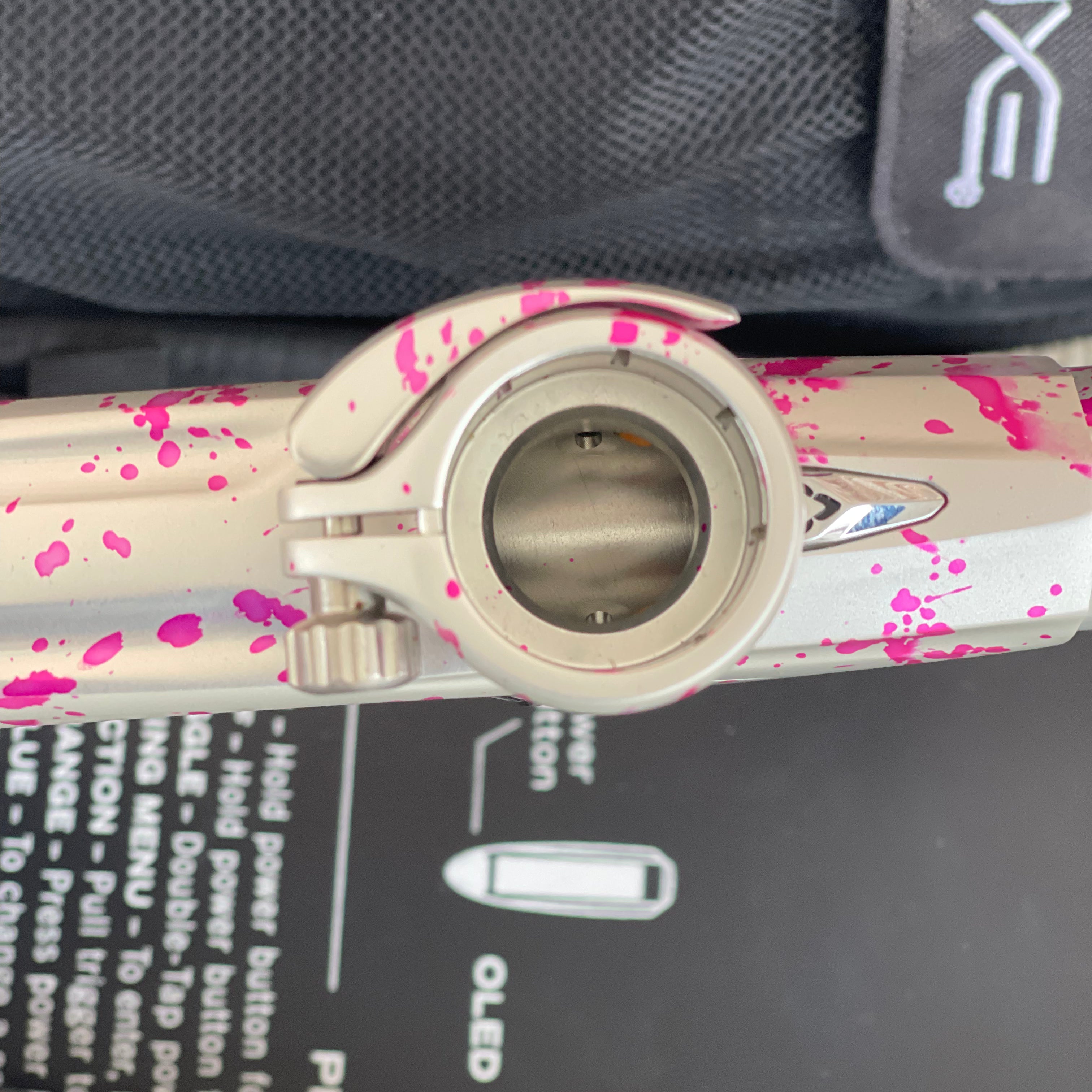 Used DLX Luxe X Paintball Gun - Silver Pink Splash