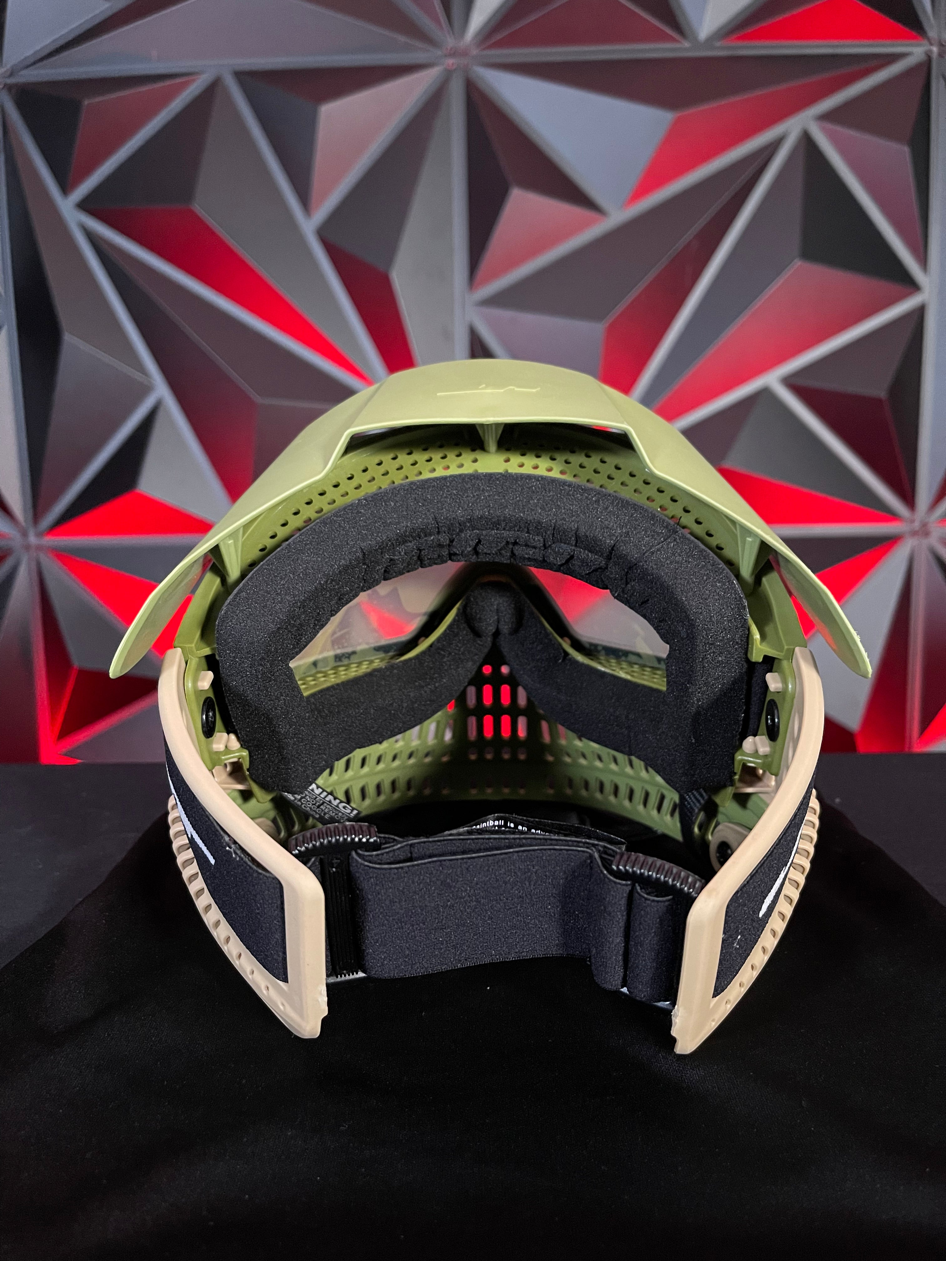 Used JT Proflex Paintball Mask - Olive/Tan Skirt/ w/Olive Frame w/Visor & Soft Goggle Bag